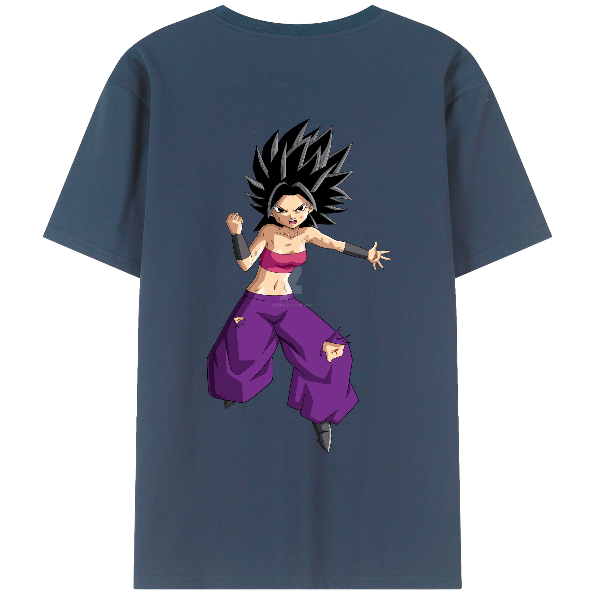 （画像用） ドラゴンボール カリフラ DRAGON BALL Caulifla 綿100％ メンズ半袖Tシャツ（バックプリント） 通気性