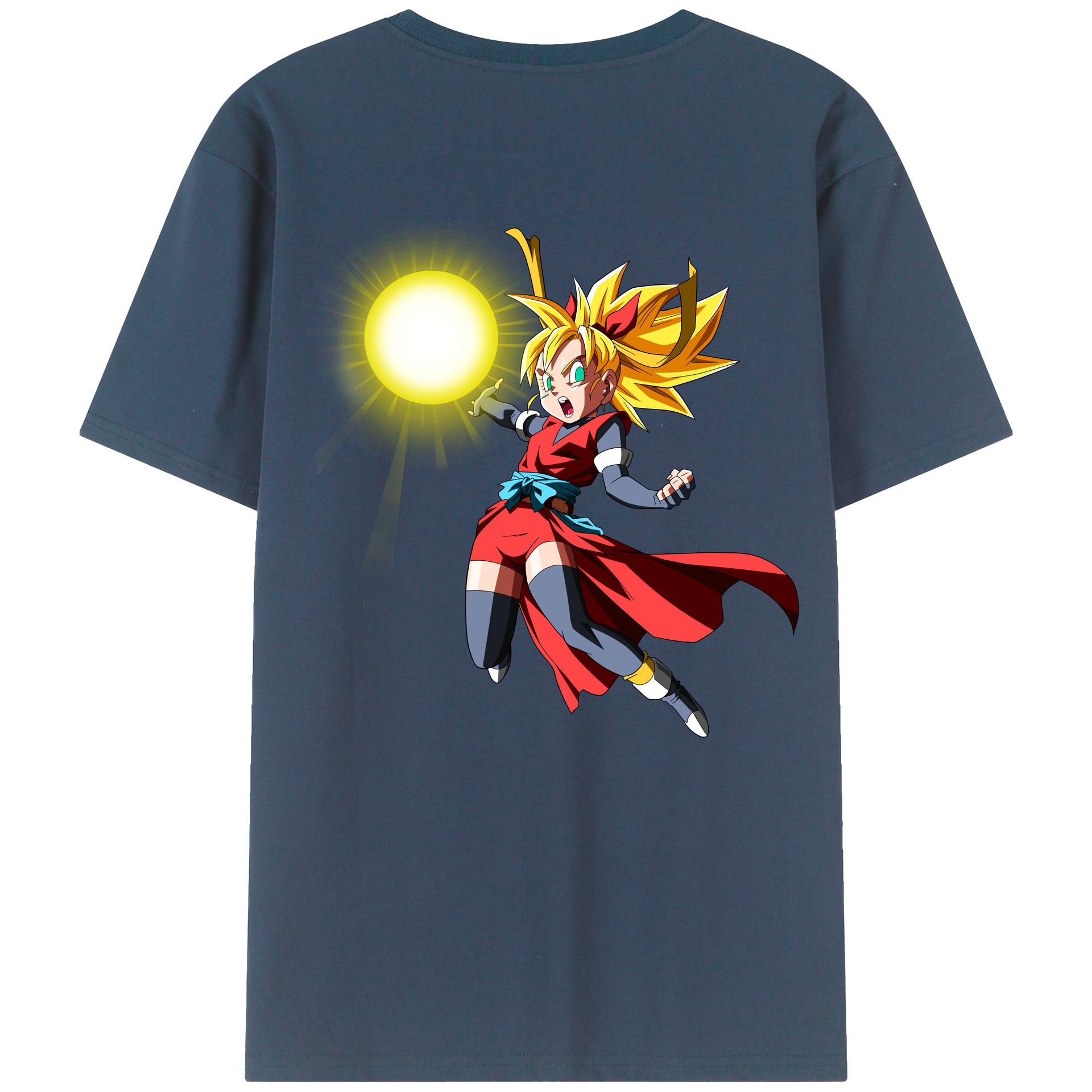 （画像用） ドラゴンボール カリフラ DRAGON BALL Caulifla 綿100％ メンズ半袖Tシャツ（バックプリント） 通気性