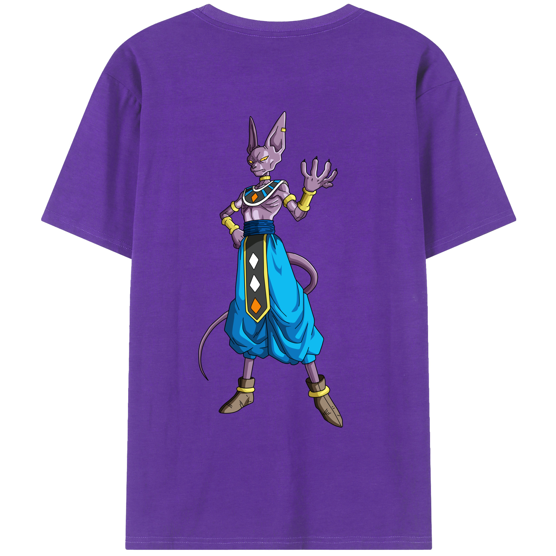 （画像用） ドラゴンボール ビルス 破壊神ビルス DRAGON BALL Beerus Birusu 綿100％ メンズ半袖Tシャツ（バックプリント） 通気性