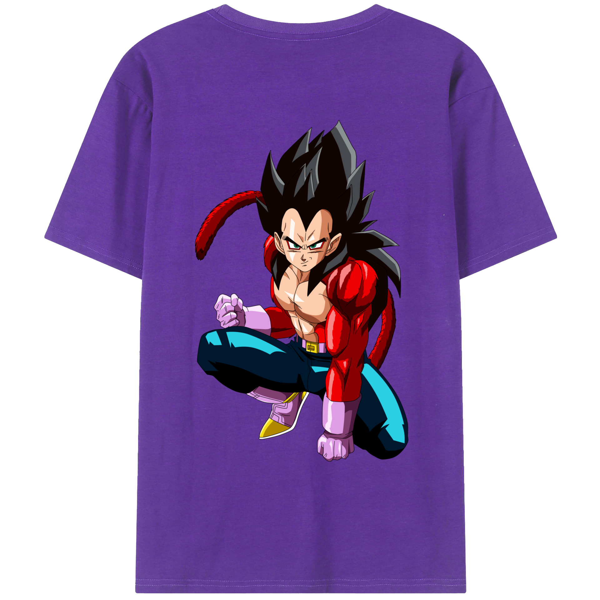 （画像用） ドラゴンボール ベジータ四世（Bejīta Yonsei）DRAGON BALL Vegeta IV 綿100％ メンズ半袖Tシャツ（バックプリント） 通気性