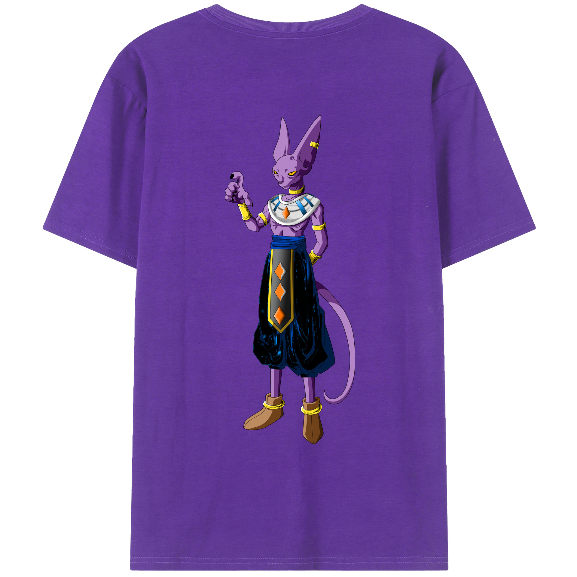 （画像用） ドラゴンボール ビルス 破壊神ビルス DRAGON BALL Beerus Birusu 綿100％ メンズ半袖Tシャツ（バックプリント） 通気性