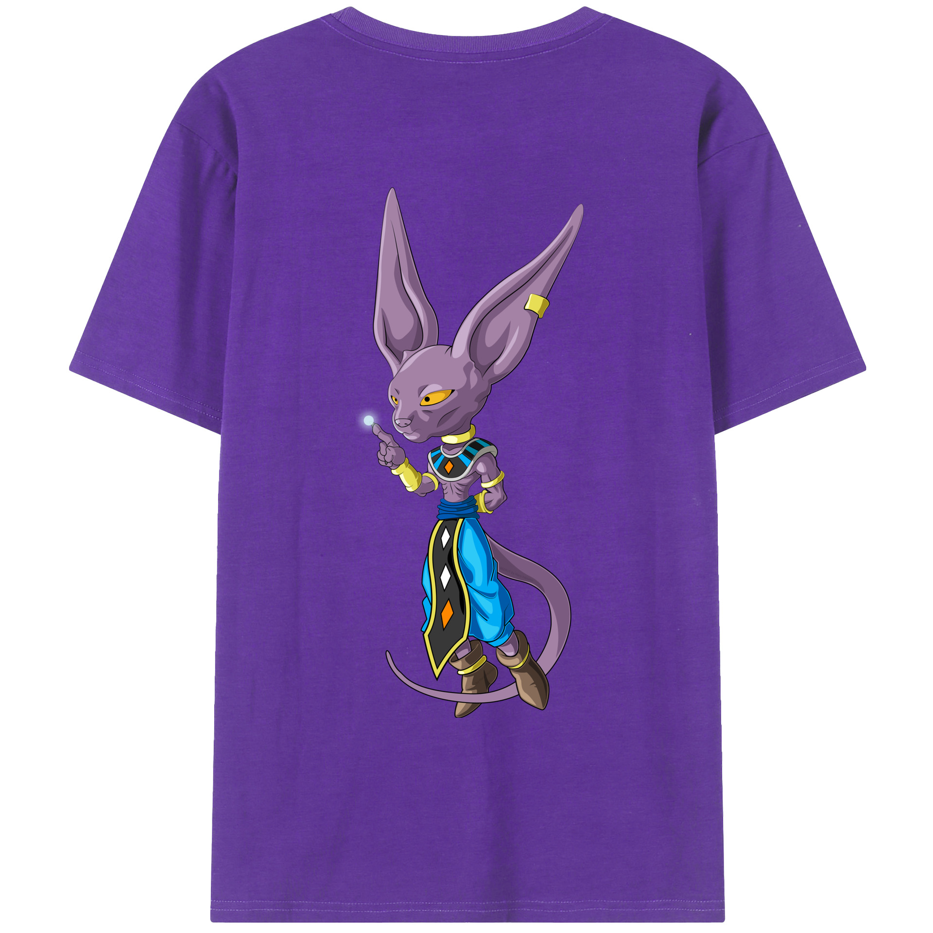 （画像用） ドラゴンボール ビルス 破壊神ビルス DRAGON BALL Beerus Birusu 綿100％ メンズ半袖Tシャツ（バックプリント） 通気性