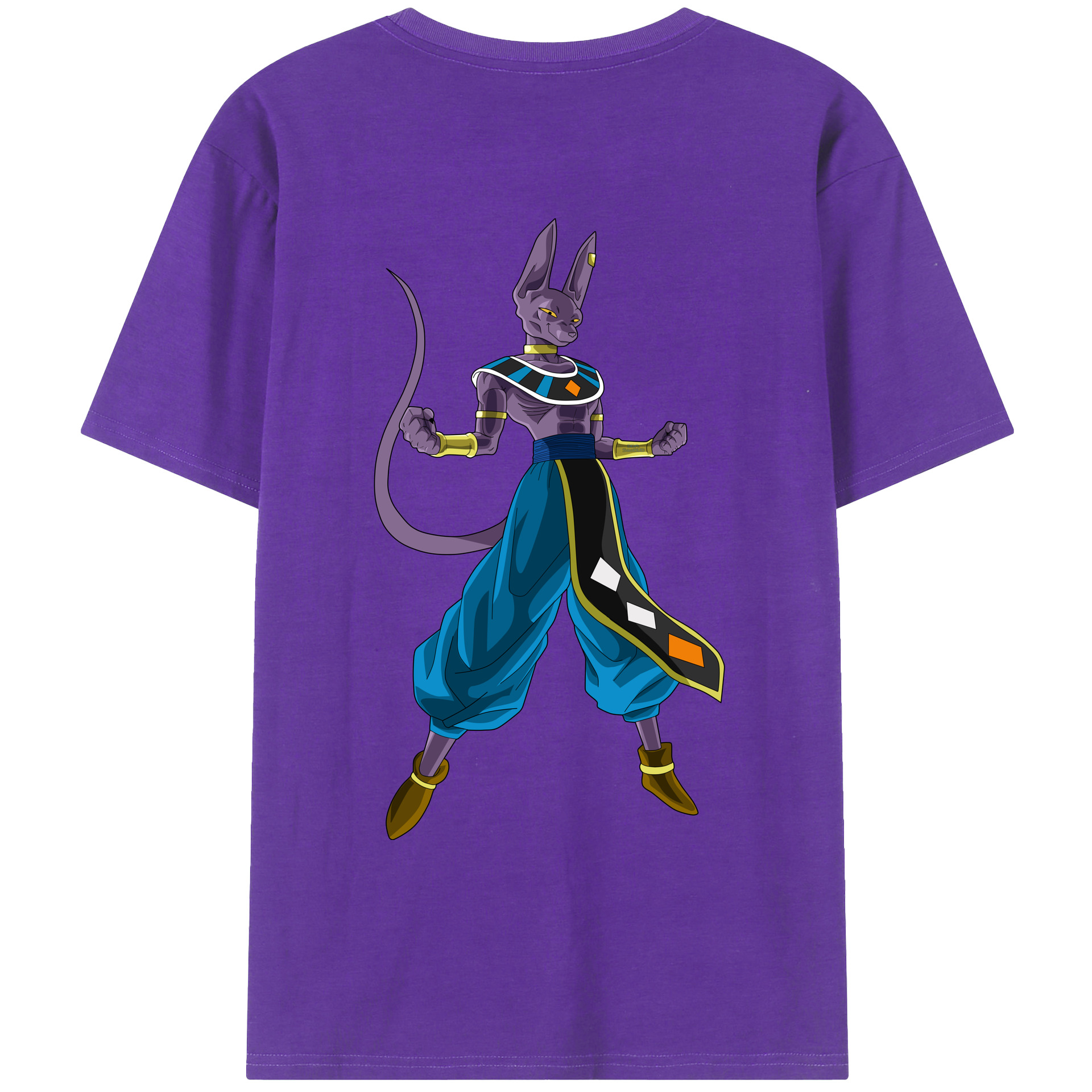 （画像用） ドラゴンボール ビルス 破壊神ビルス DRAGON BALL Beerus Birusu 綿100％ メンズ半袖Tシャツ（バックプリント） 通気性