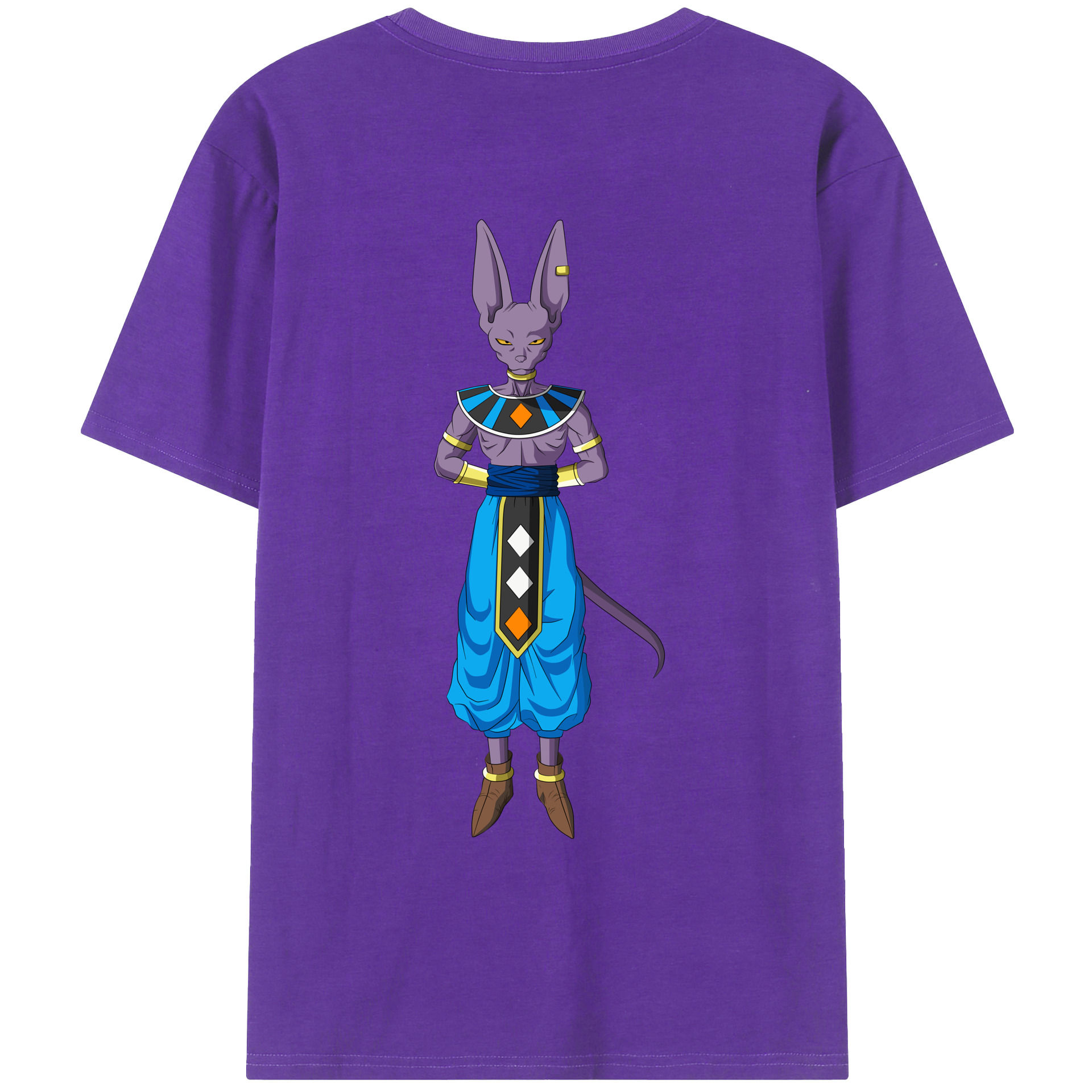 （画像用） ドラゴンボール ビルス 破壊神ビルス DRAGON BALL Beerus Birusu 綿100％ メンズ半袖Tシャツ（バックプリント） 通気性