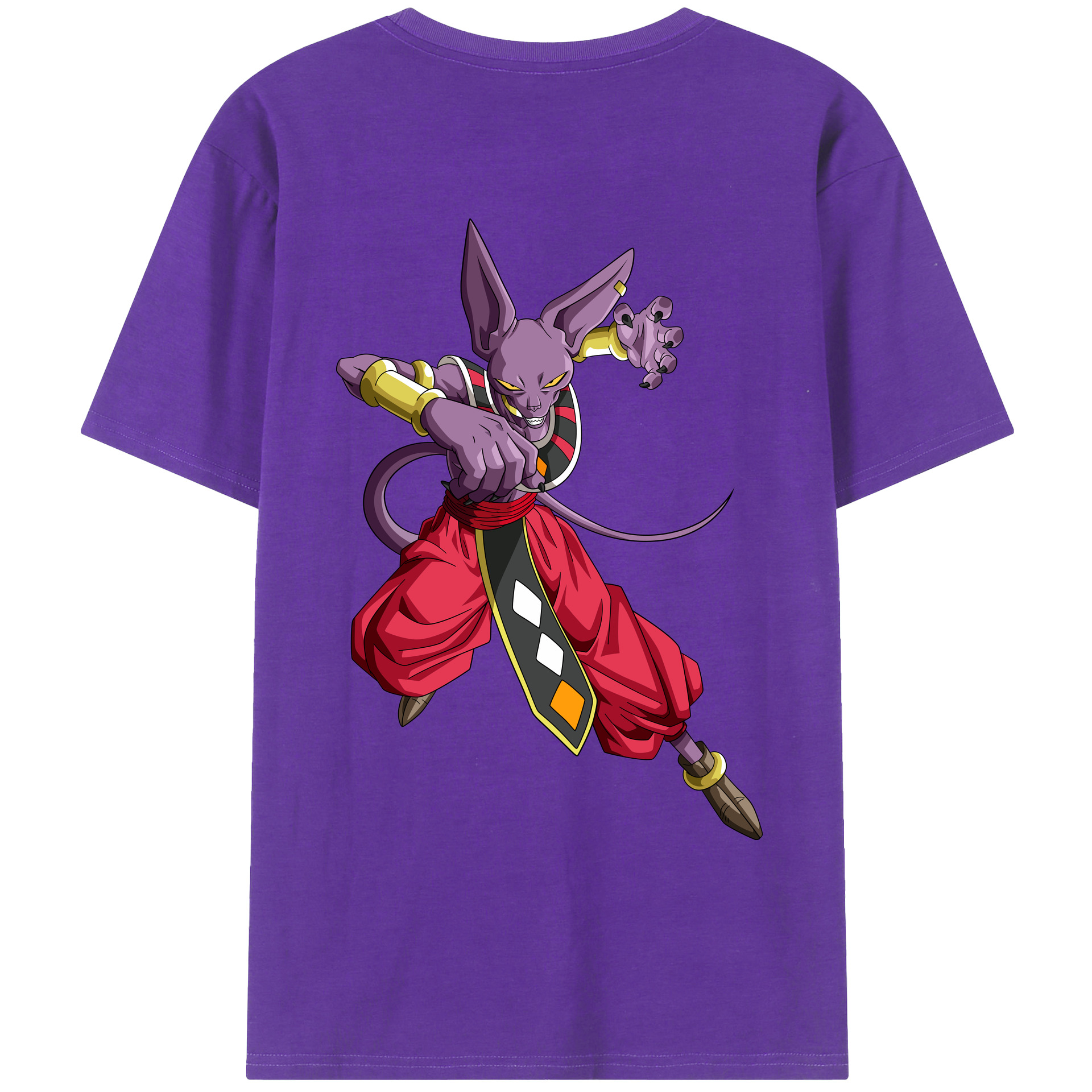 （画像用） ドラゴンボール ビルス 破壊神ビルス DRAGON BALL Beerus Birusu 綿100％ メンズ半袖Tシャツ（バックプリント） 通気性