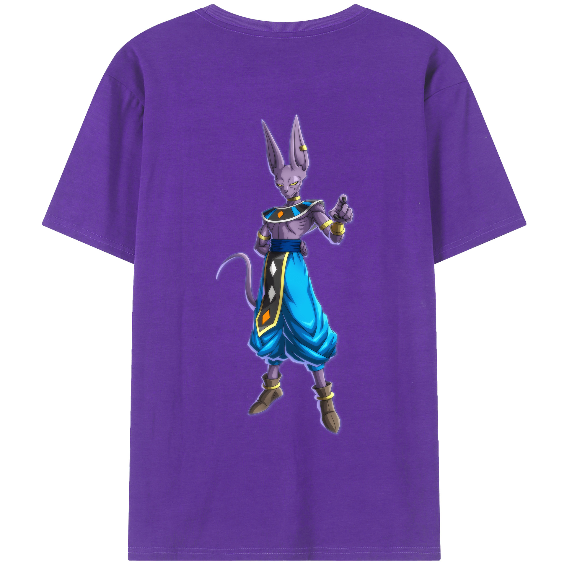 （画像用） ドラゴンボール ビルス 破壊神ビルス DRAGON BALL Beerus Birusu 綿100％ メンズ半袖Tシャツ（バックプリント） 通気性