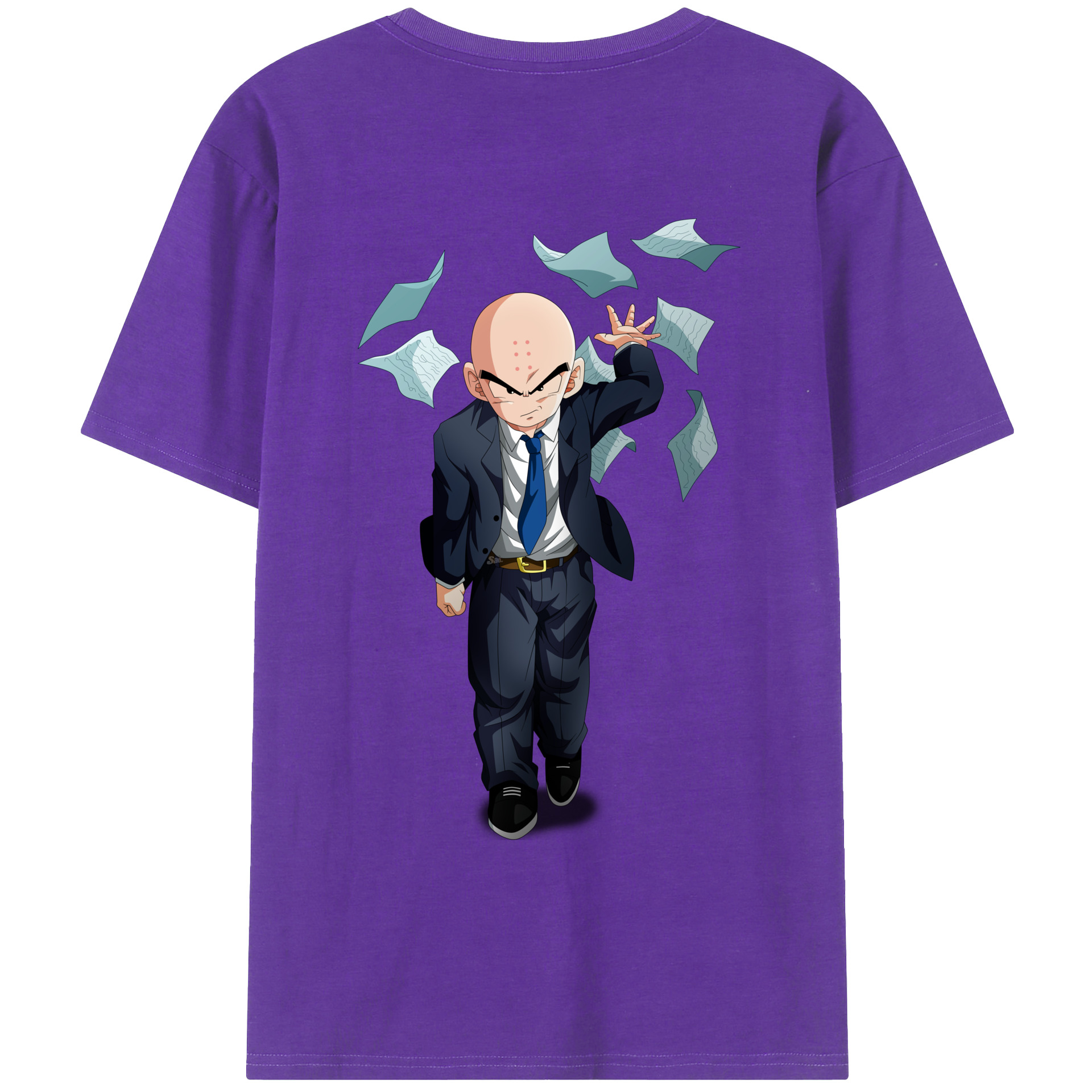 （画像用） ドラゴンボール クリリン DRAGON BALL krillin 綿100％ メンズ半袖Tシャツ（バックプリント） 通気性