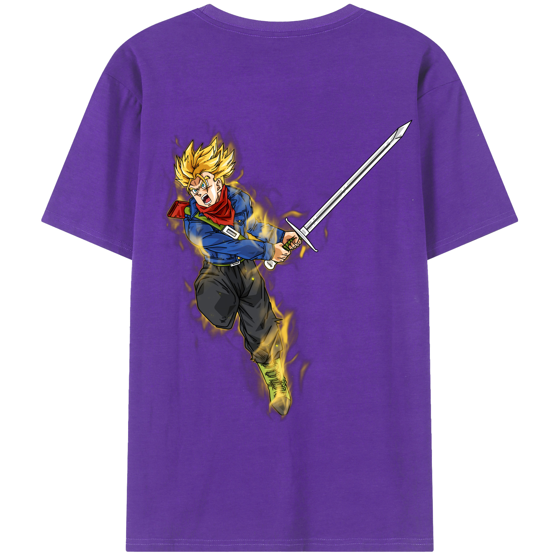 （画像用） ドラゴンボール トランクス（Torankusu）DRAGON BALL Trunks 綿100％ メンズ半袖Tシャツ（バックプリント） 通気性