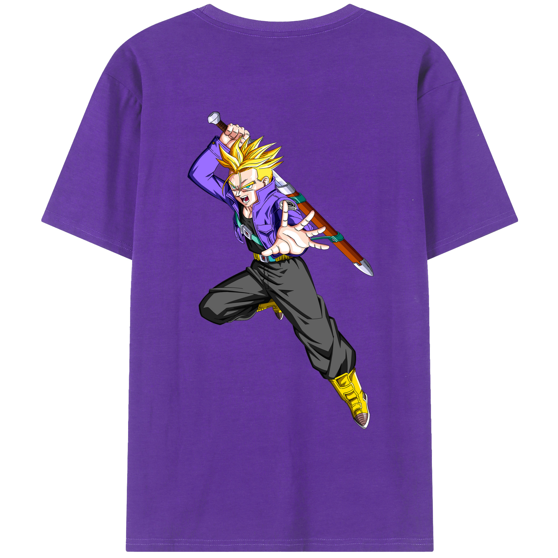 （画像用） ドラゴンボール トランクス（Torankusu）DRAGON BALL Trunks 綿100％ メンズ半袖Tシャツ（バックプリント） 通気性
