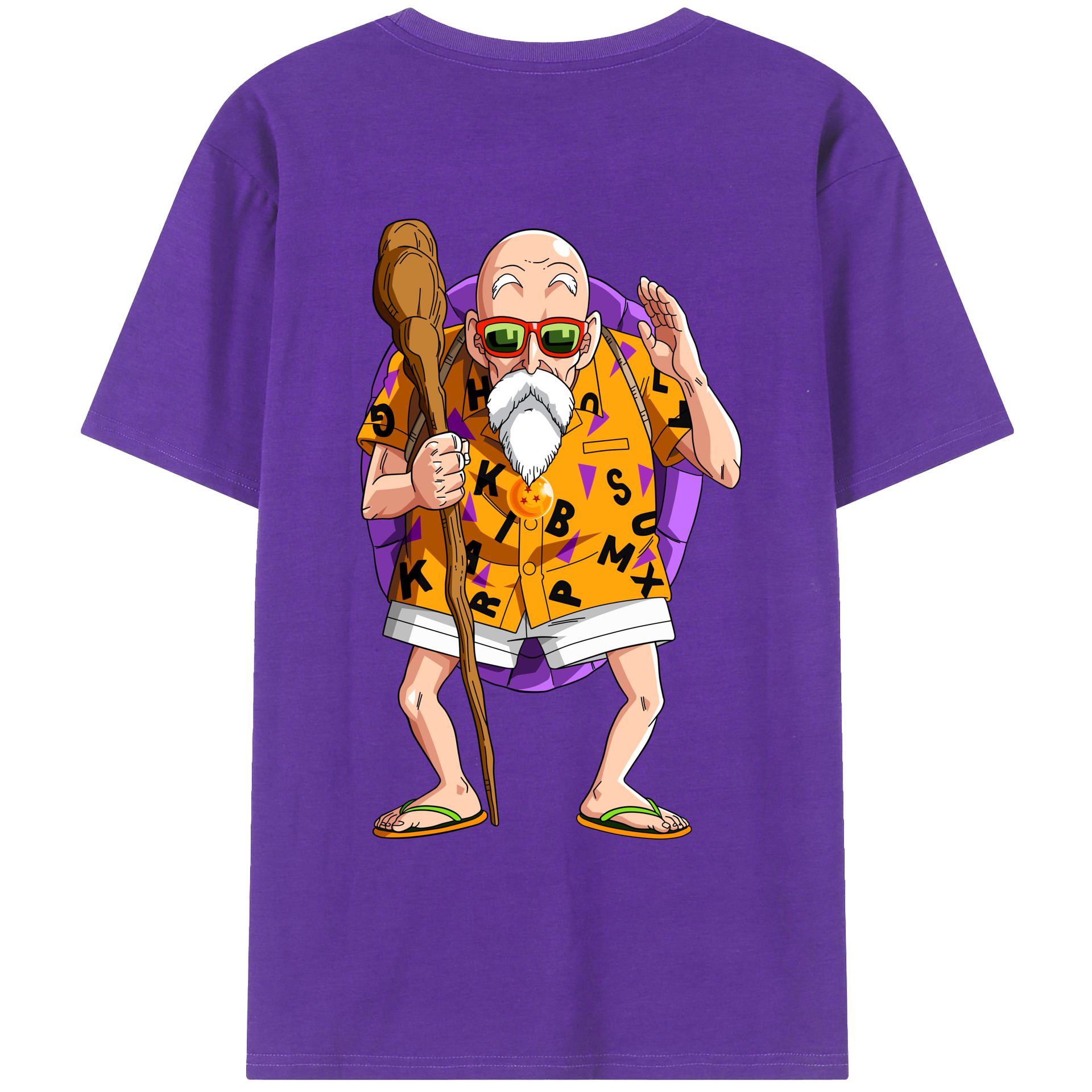 （画像用） ドラゴンボール 亀仙人（かめせんにん） DRAGON BALL Master Roshi Kame Sennin 綿100％ メンズ半袖Tシャツ（バックプリント） 通気性