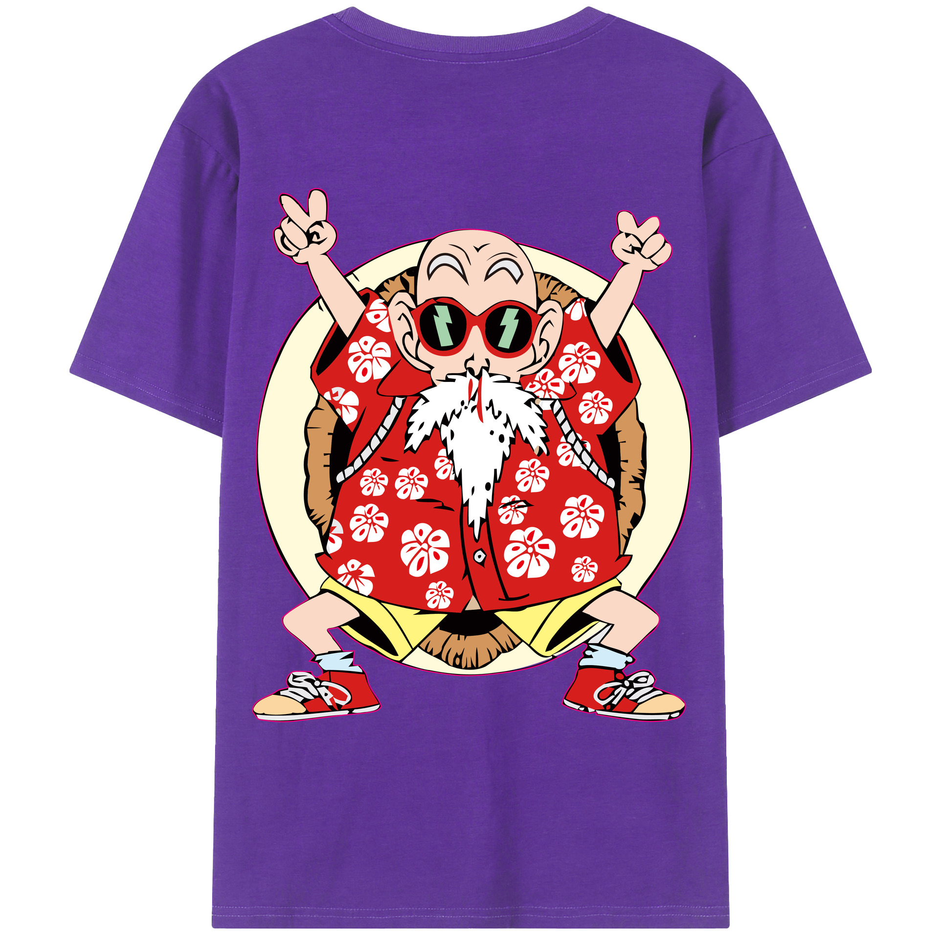 （画像用） ドラゴンボール 亀仙人（かめせんにん） DRAGON BALL Master Roshi Kame Sennin 綿100％ メンズ半袖Tシャツ（バックプリント） 通気性