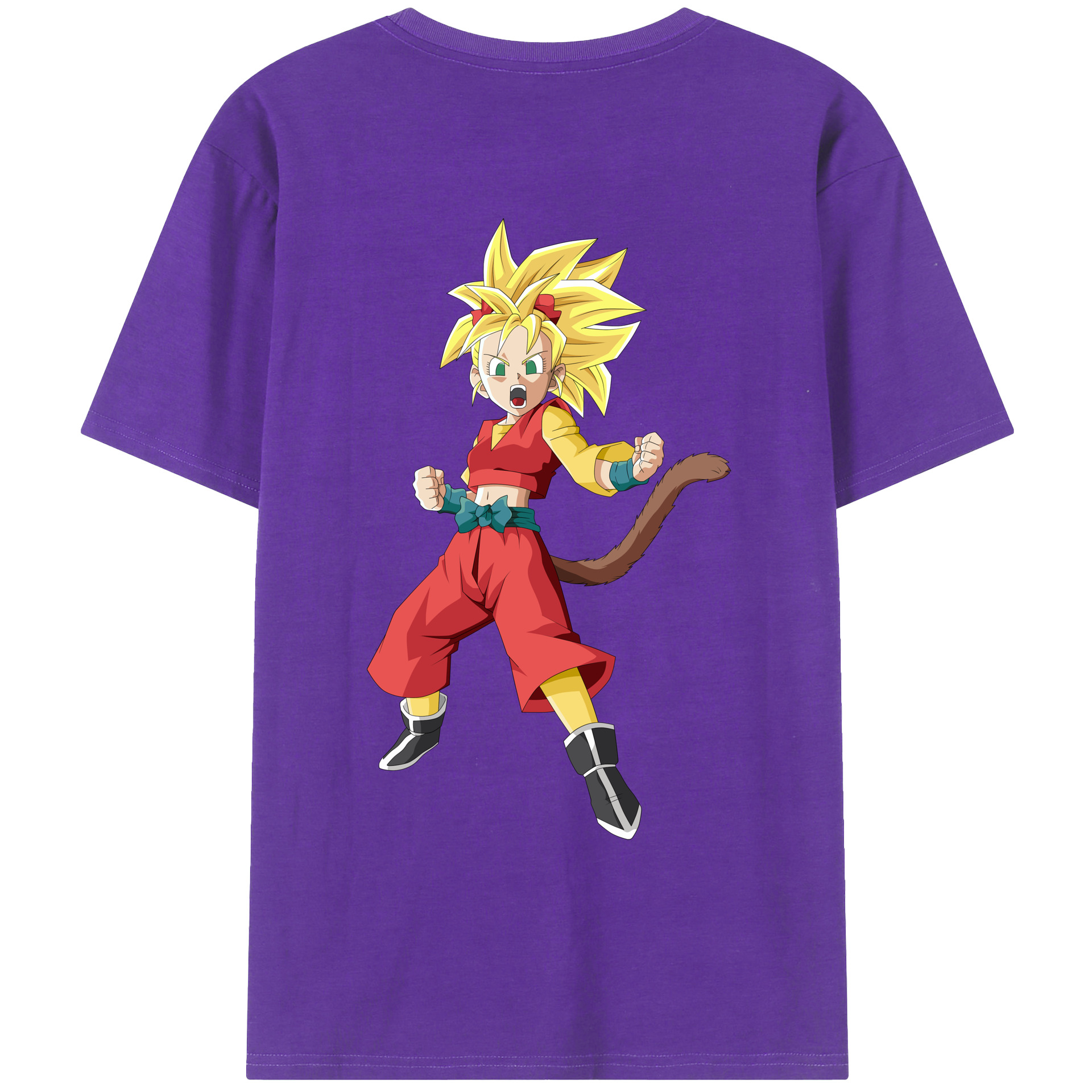 （画像用） ドラゴンボール カリフラ DRAGON BALL Caulifla 綿100％ メンズ半袖Tシャツ（バックプリント） 通気性