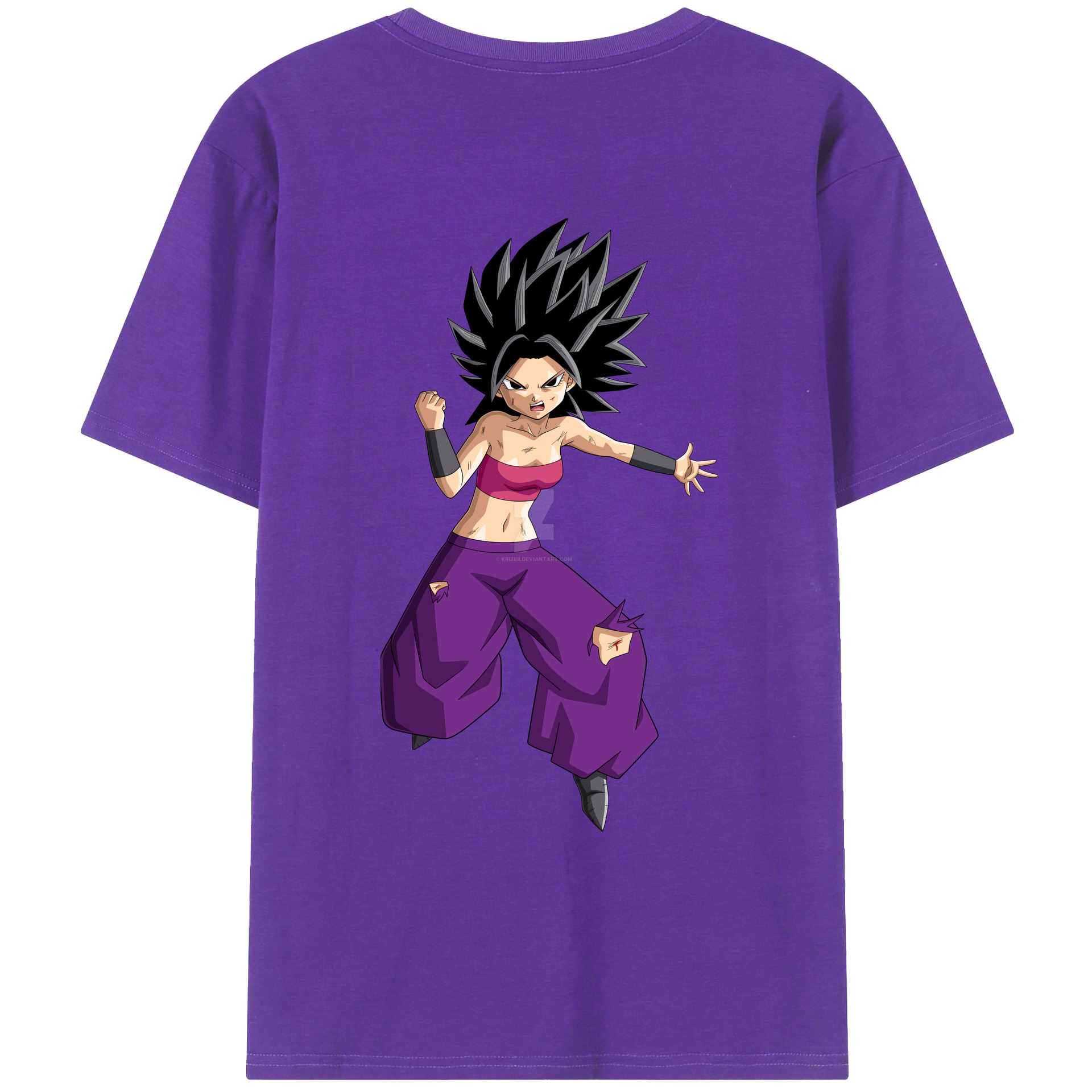 （画像用） ドラゴンボール カリフラ DRAGON BALL Caulifla 綿100％ メンズ半袖Tシャツ（バックプリント） 通気性