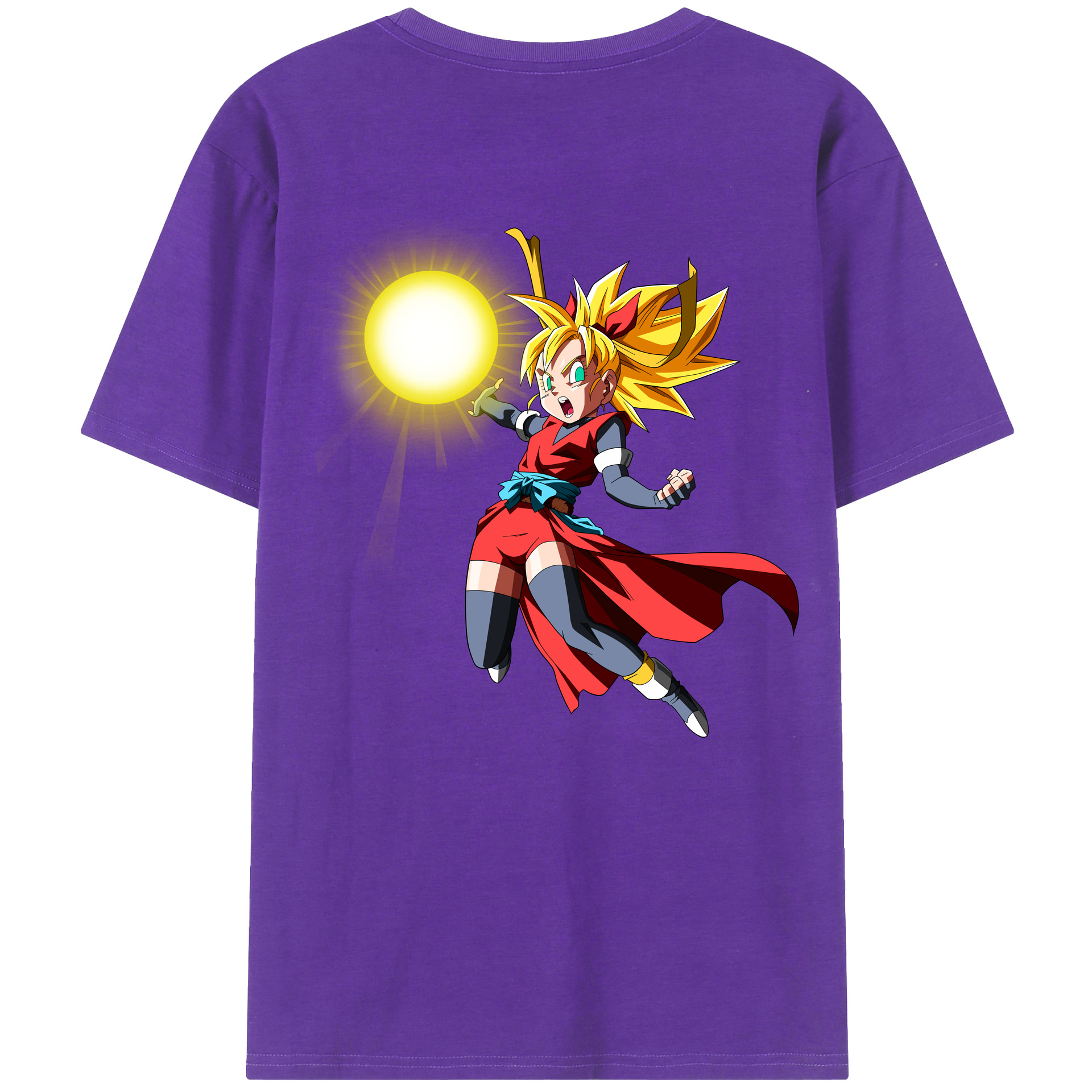 （画像用） ドラゴンボール カリフラ DRAGON BALL Caulifla 綿100％ メンズ半袖Tシャツ（バックプリント） 通気性