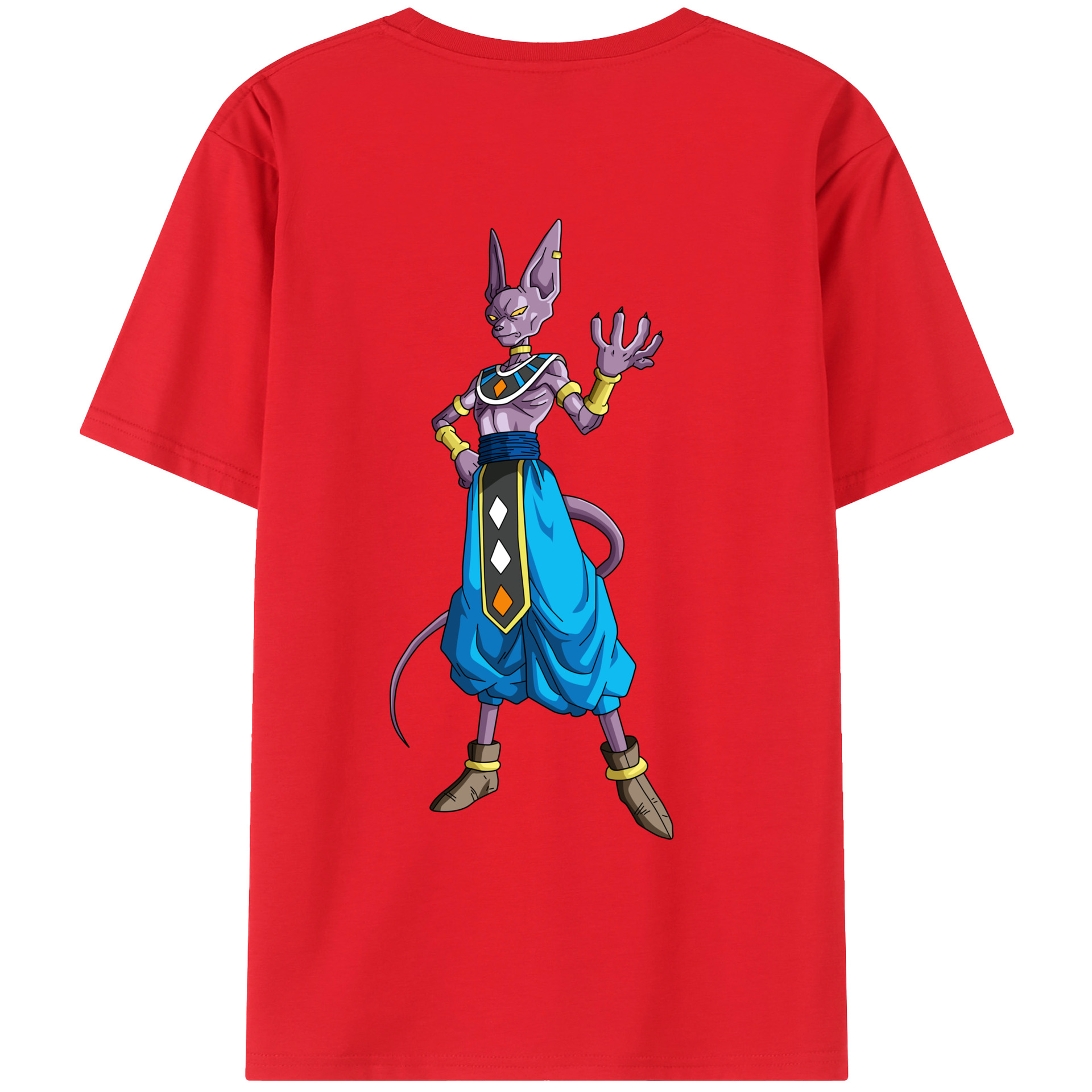 （画像用） ドラゴンボール ビルス 破壊神ビルス DRAGON BALL Beerus Birusu 綿100％ メンズ半袖Tシャツ（バックプリント） 通気性