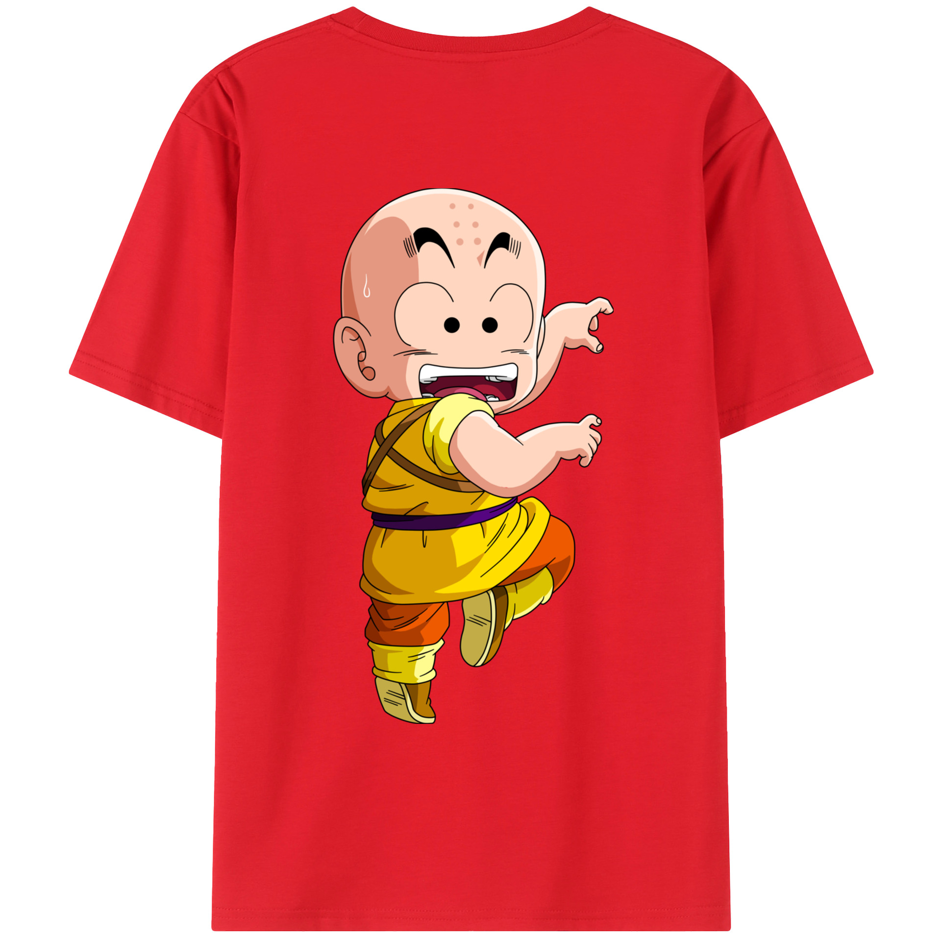 （画像用） ドラゴンボール クリリン DRAGON BALL krillin 綿100％ メンズ半袖Tシャツ（バックプリント） 通気性