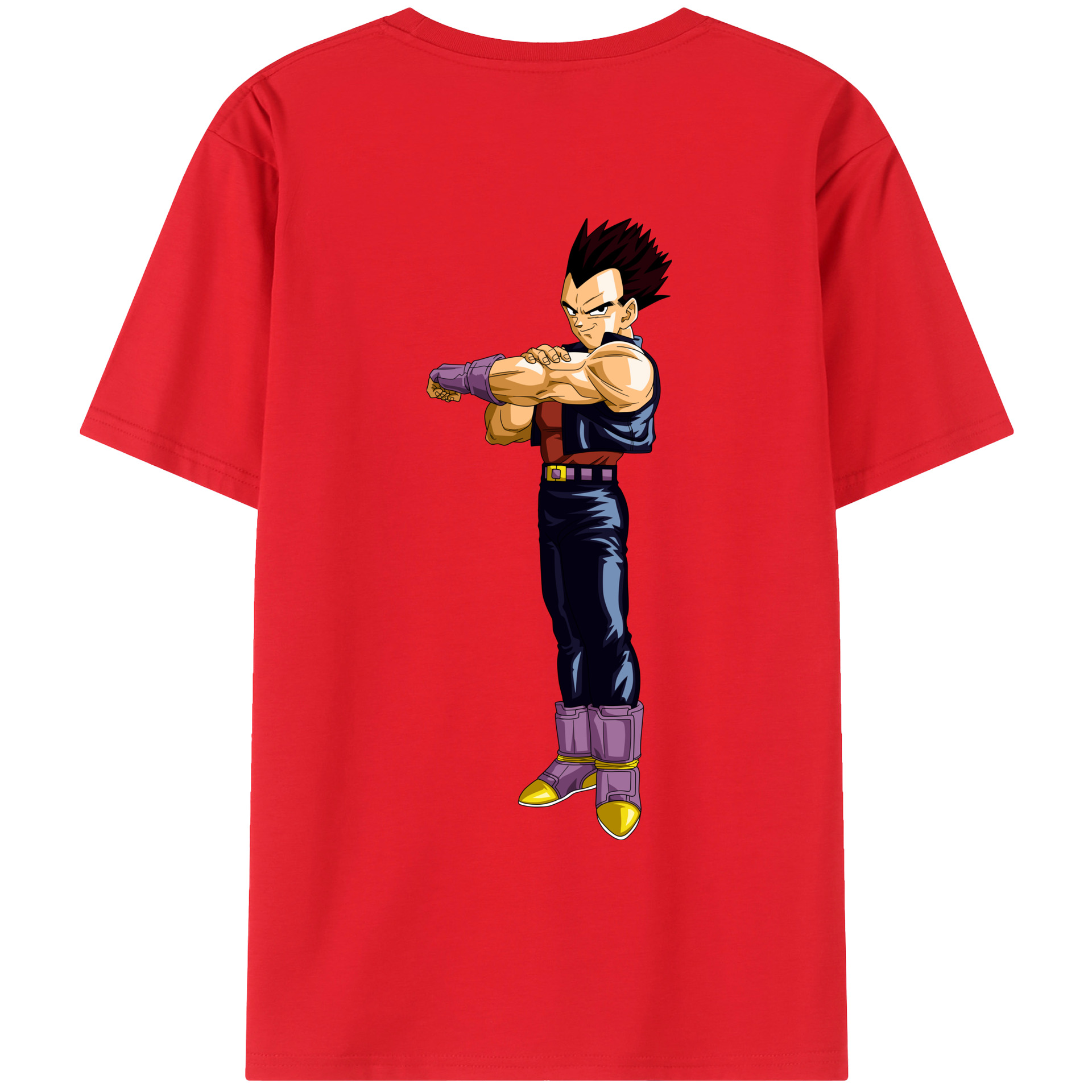（画像用） ドラゴンボール ベジータ四世（Bejīta Yonsei）DRAGON BALL Vegeta IV 綿100％ メンズ半袖Tシャツ（バックプリント） 通気性
