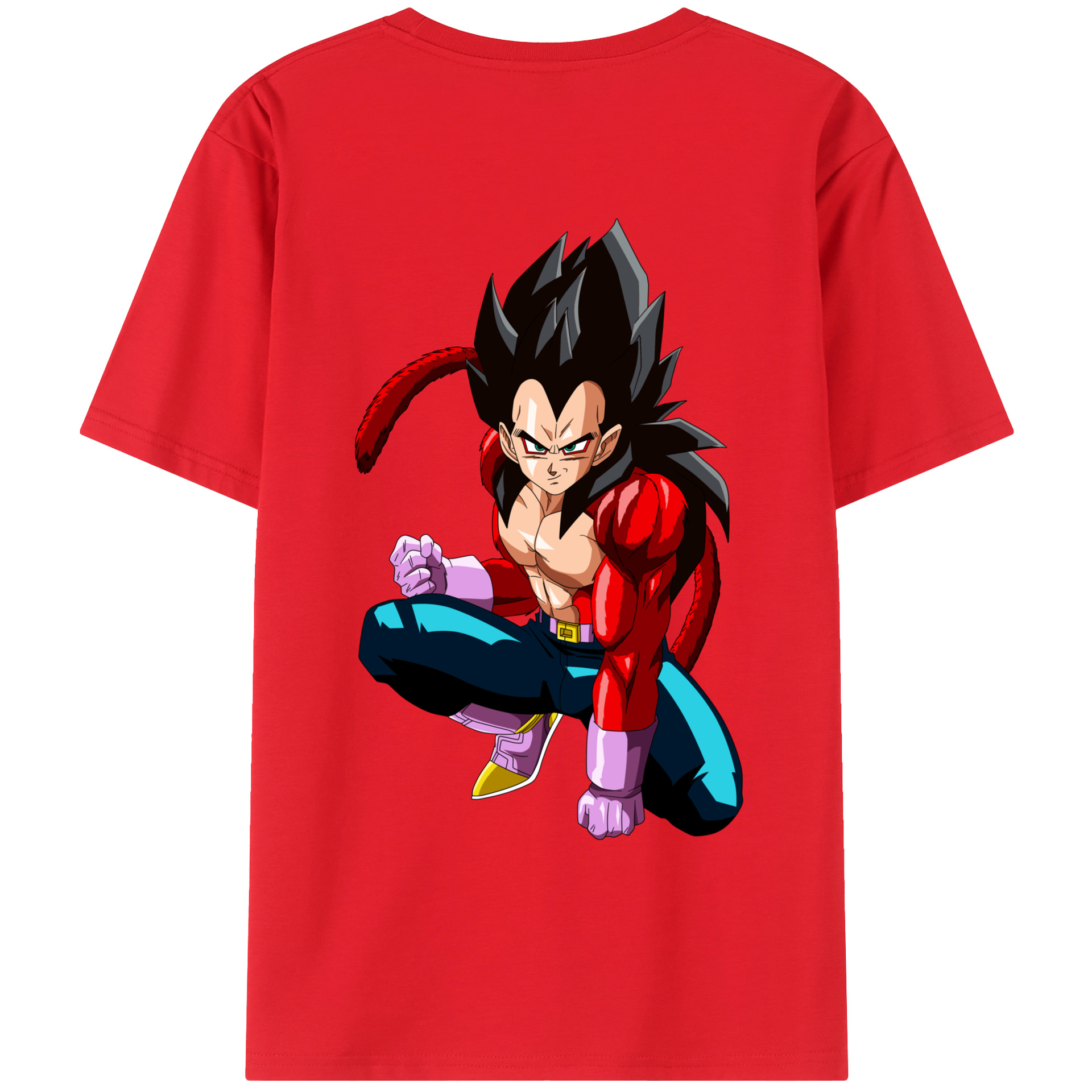 （画像用） ドラゴンボール ベジータ四世（Bejīta Yonsei）DRAGON BALL Vegeta IV 綿100％ メンズ半袖Tシャツ（バックプリント） 通気性