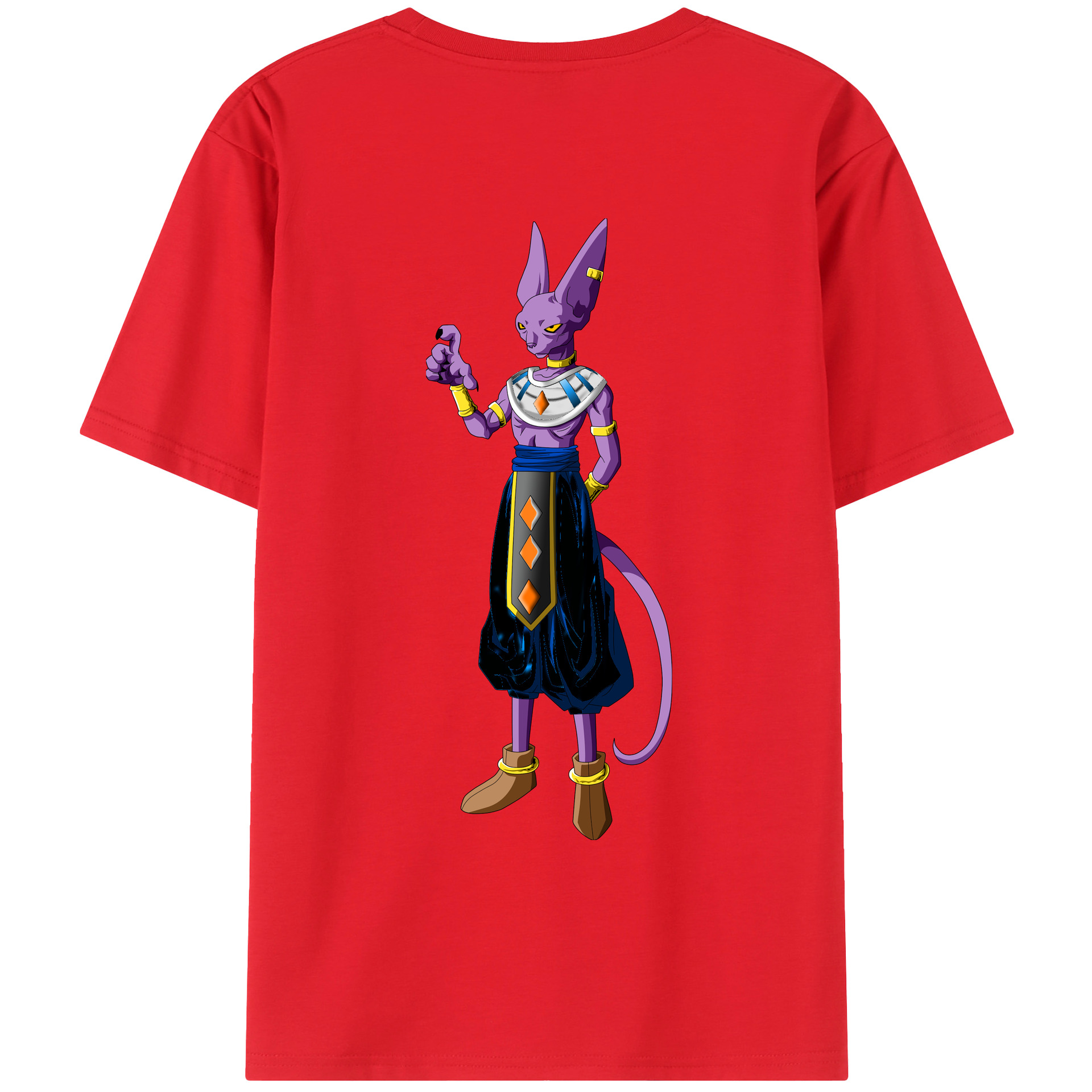 （画像用） ドラゴンボール ビルス 破壊神ビルス DRAGON BALL Beerus Birusu 綿100％ メンズ半袖Tシャツ（バックプリント） 通気性