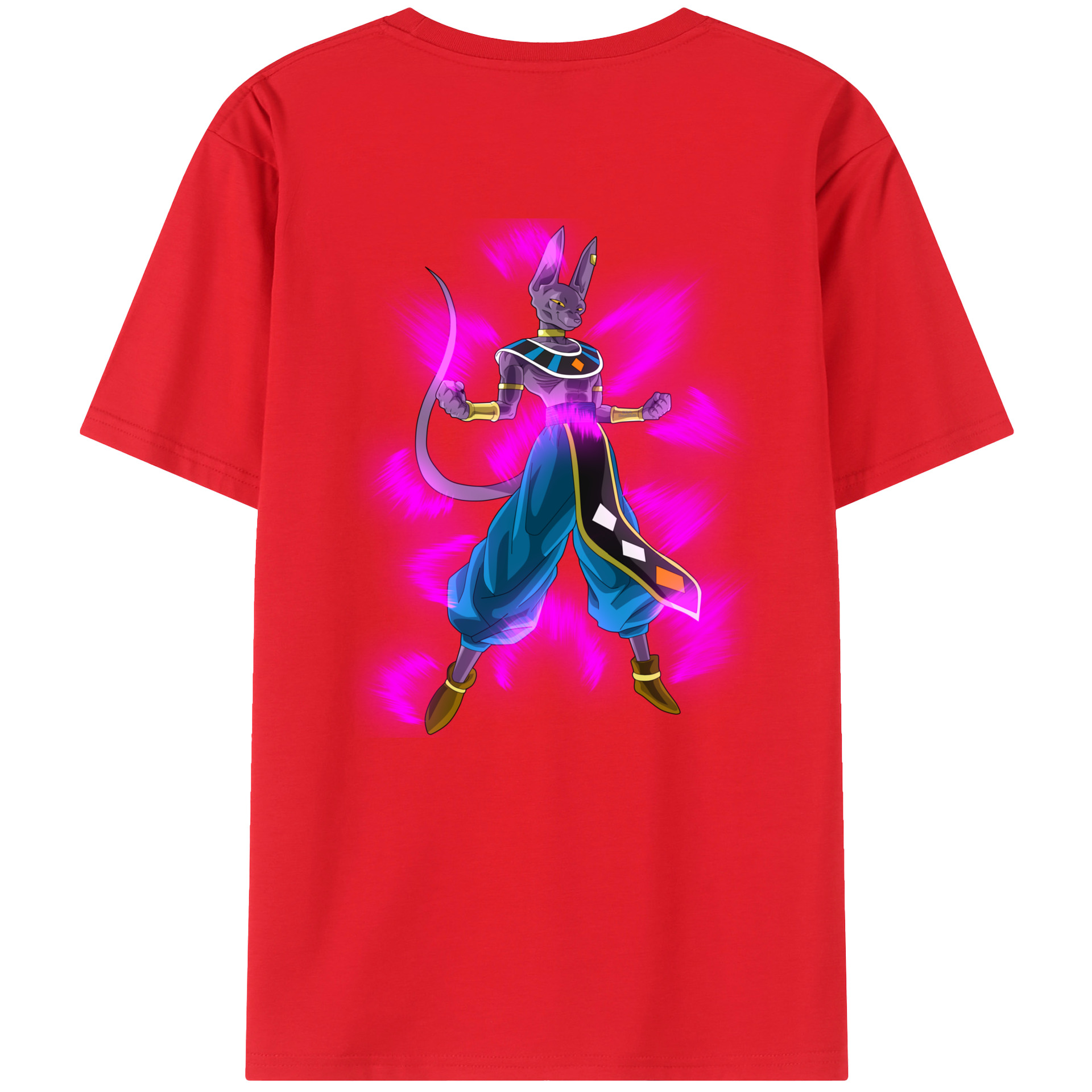 （画像用） ドラゴンボール ビルス 破壊神ビルス DRAGON BALL Beerus Birusu 綿100％ メンズ半袖Tシャツ（バックプリント） 通気性