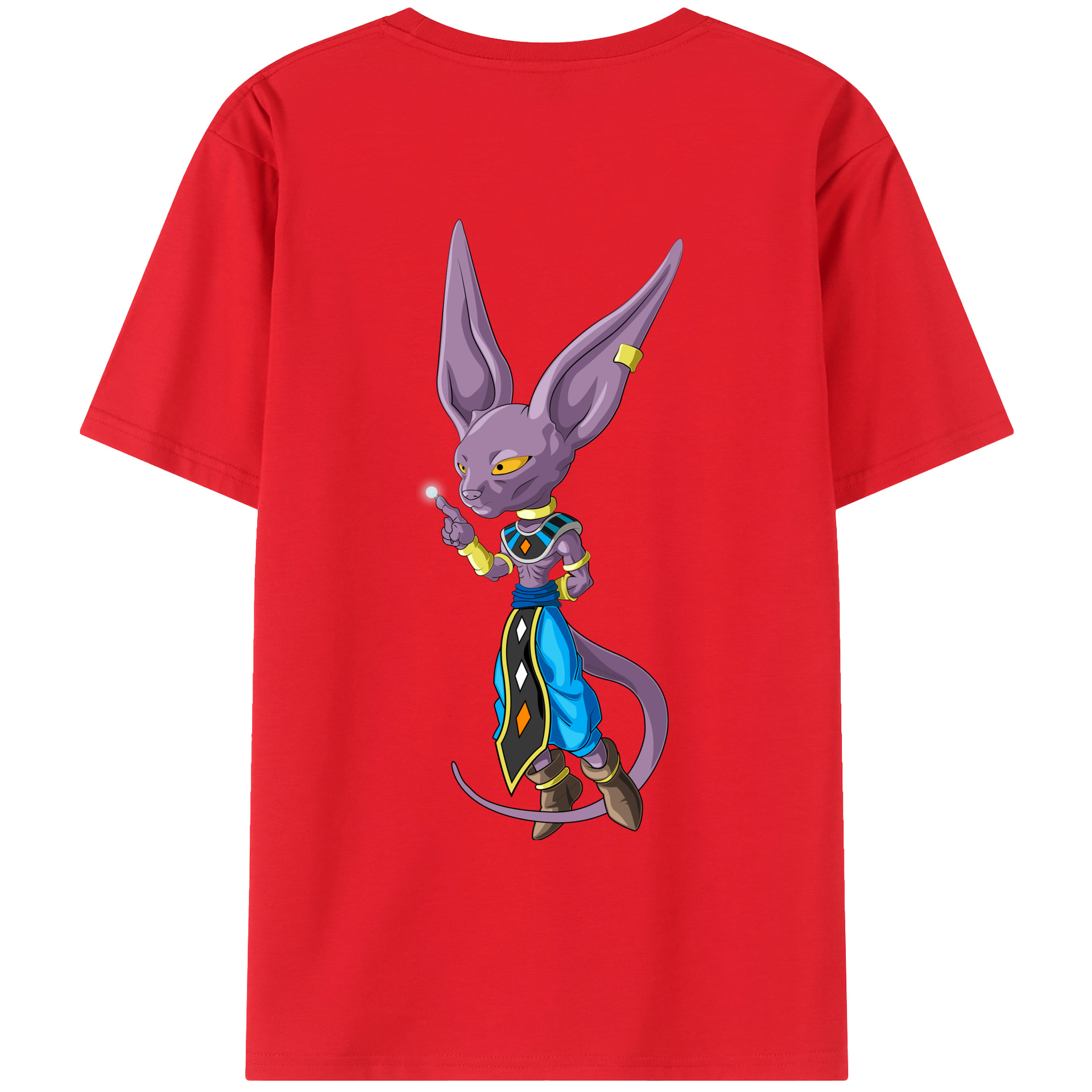 （画像用） ドラゴンボール ビルス 破壊神ビルス DRAGON BALL Beerus Birusu 綿100％ メンズ半袖Tシャツ（バックプリント） 通気性