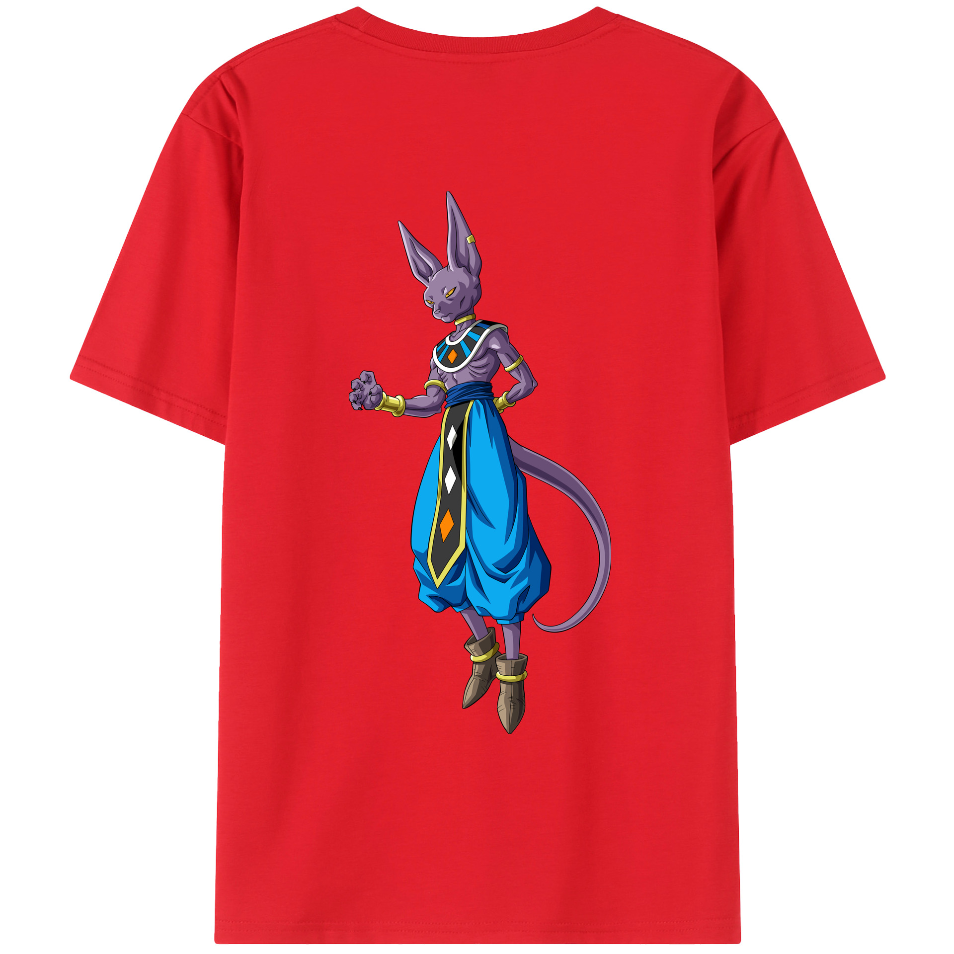 （画像用） ドラゴンボール ビルス 破壊神ビルス DRAGON BALL Beerus Birusu 綿100％ メンズ半袖Tシャツ（バックプリント） 通気性