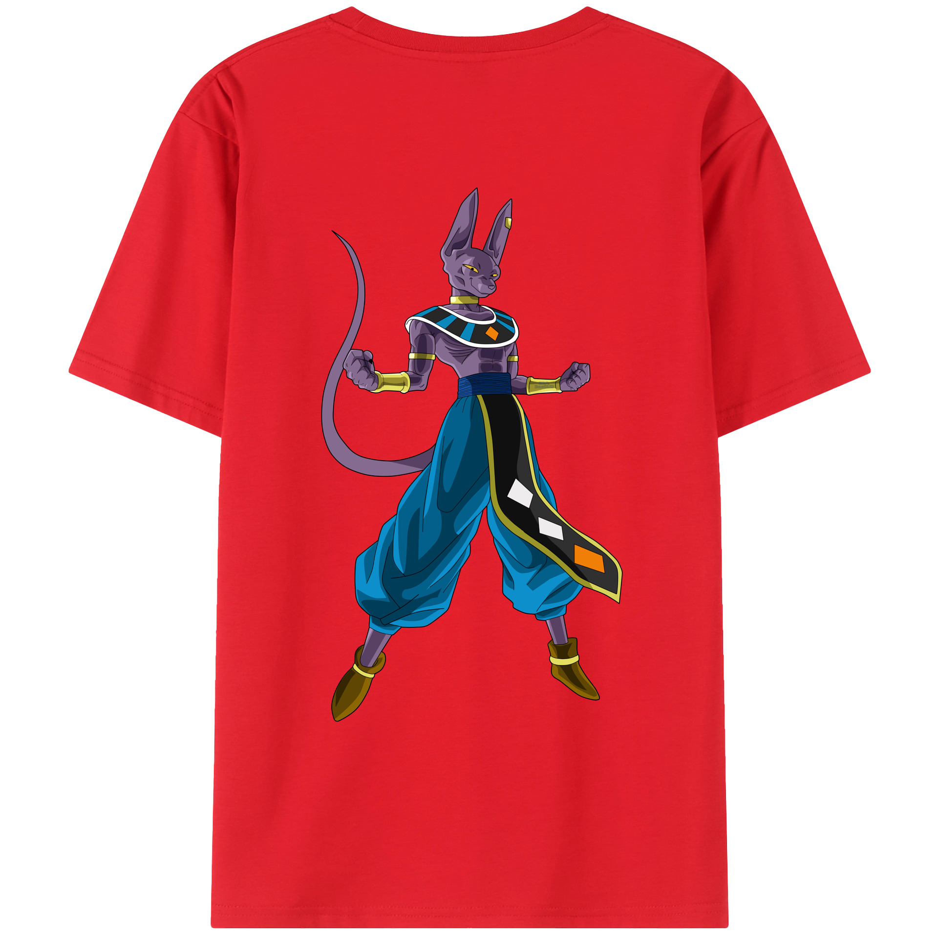 （画像用） ドラゴンボール ビルス 破壊神ビルス DRAGON BALL Beerus Birusu 綿100％ メンズ半袖Tシャツ（バックプリント） 通気性