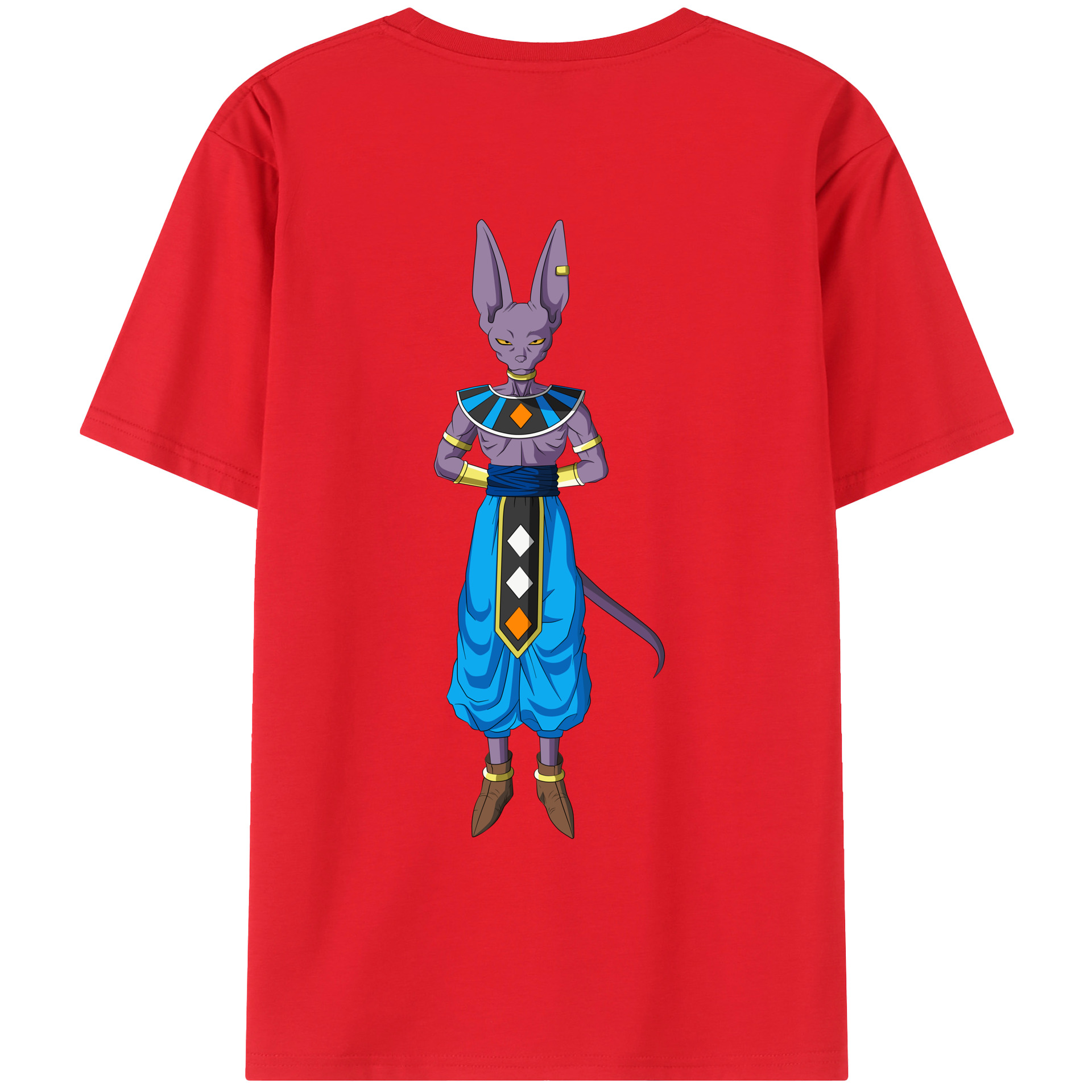（画像用） ドラゴンボール ビルス 破壊神ビルス DRAGON BALL Beerus Birusu 綿100％ メンズ半袖Tシャツ（バックプリント） 通気性