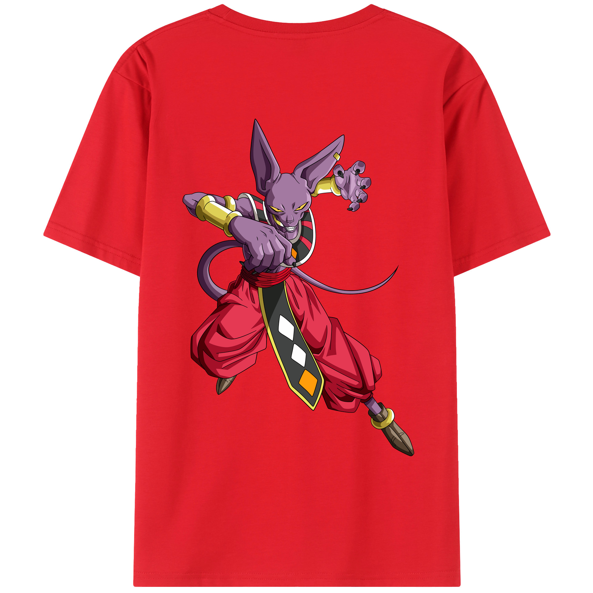 （画像用） ドラゴンボール ビルス 破壊神ビルス DRAGON BALL Beerus Birusu 綿100％ メンズ半袖Tシャツ（バックプリント） 通気性