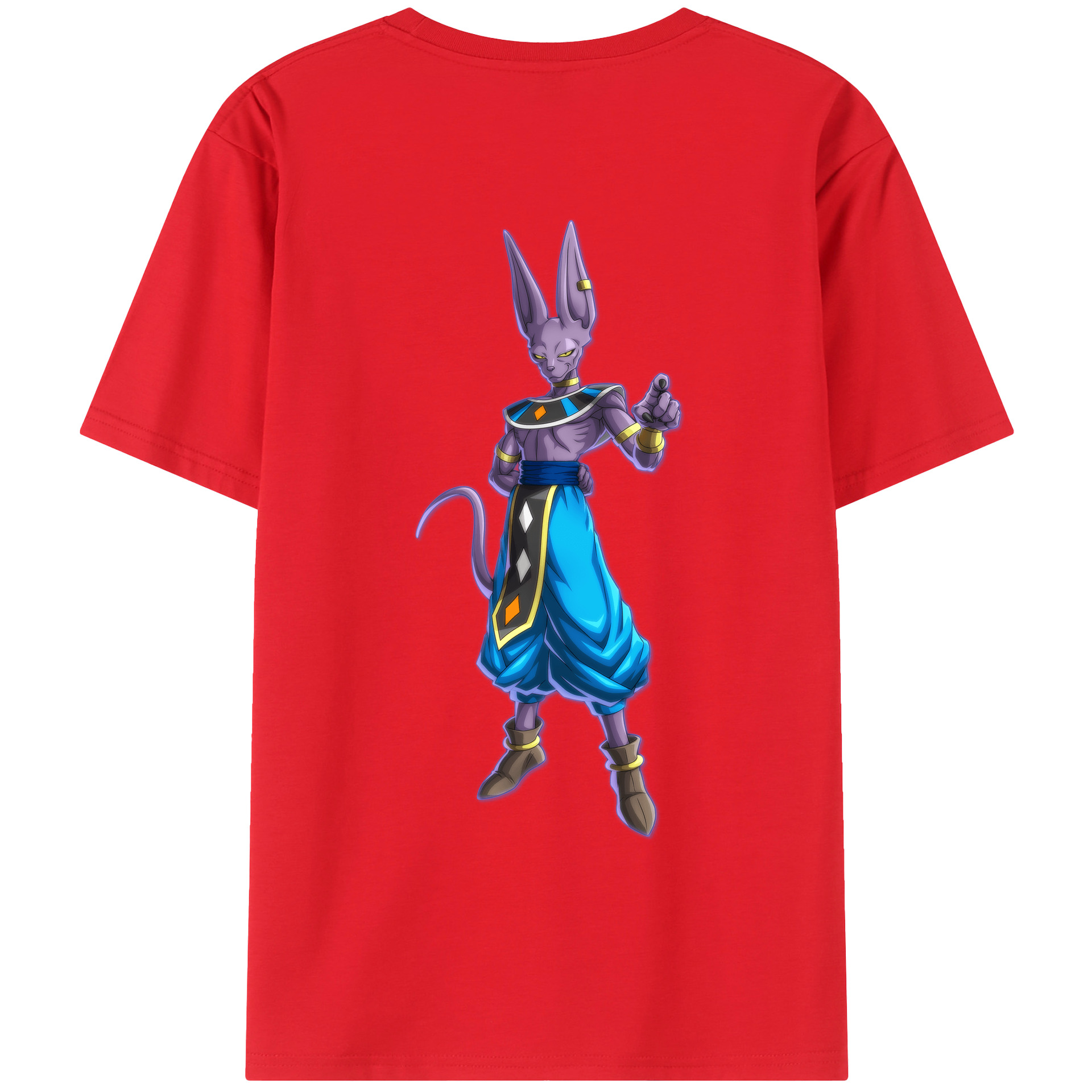 （画像用） ドラゴンボール ビルス 破壊神ビルス DRAGON BALL Beerus Birusu 綿100％ メンズ半袖Tシャツ（バックプリント） 通気性