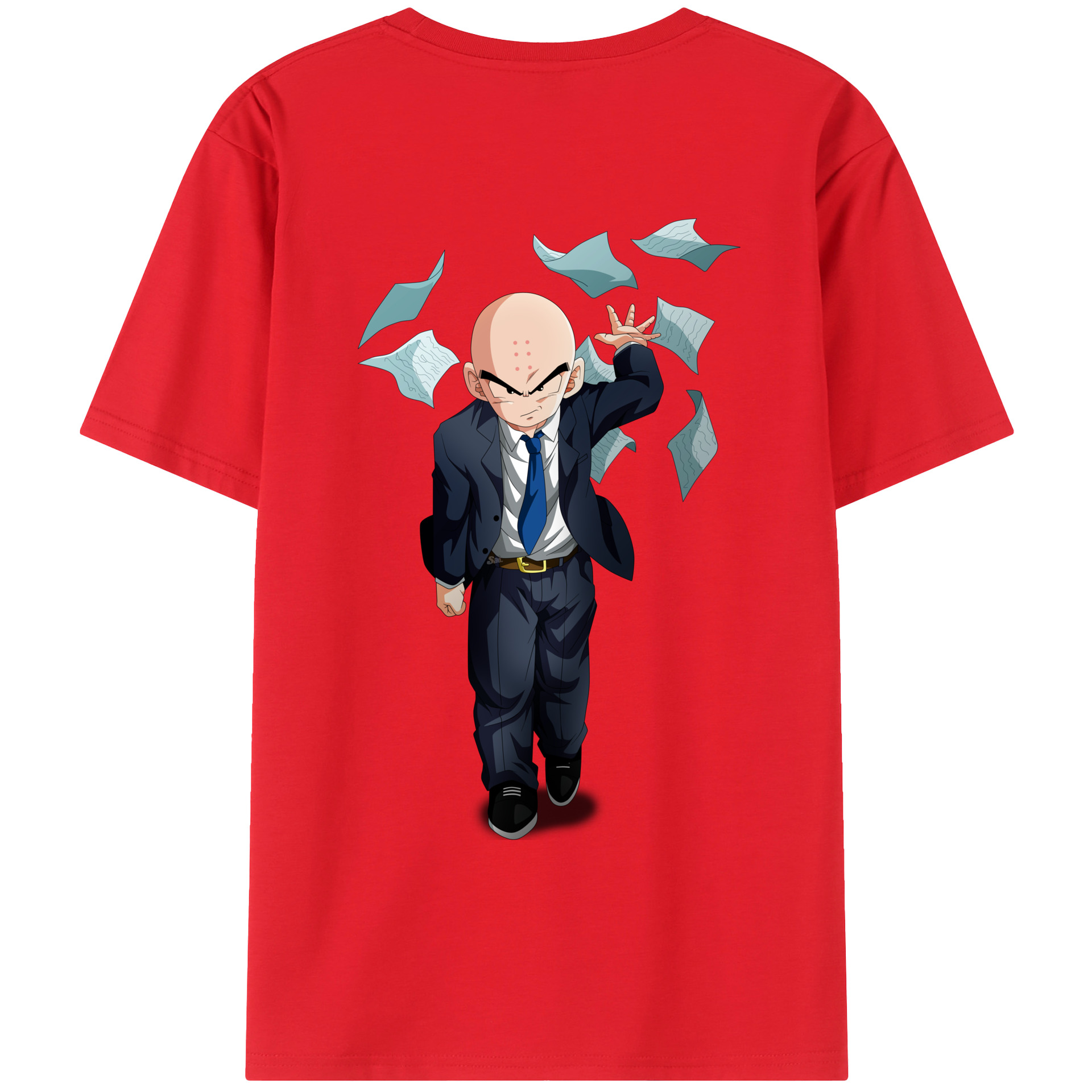 （画像用） ドラゴンボール クリリン DRAGON BALL krillin 綿100％ メンズ半袖Tシャツ（バックプリント） 通気性