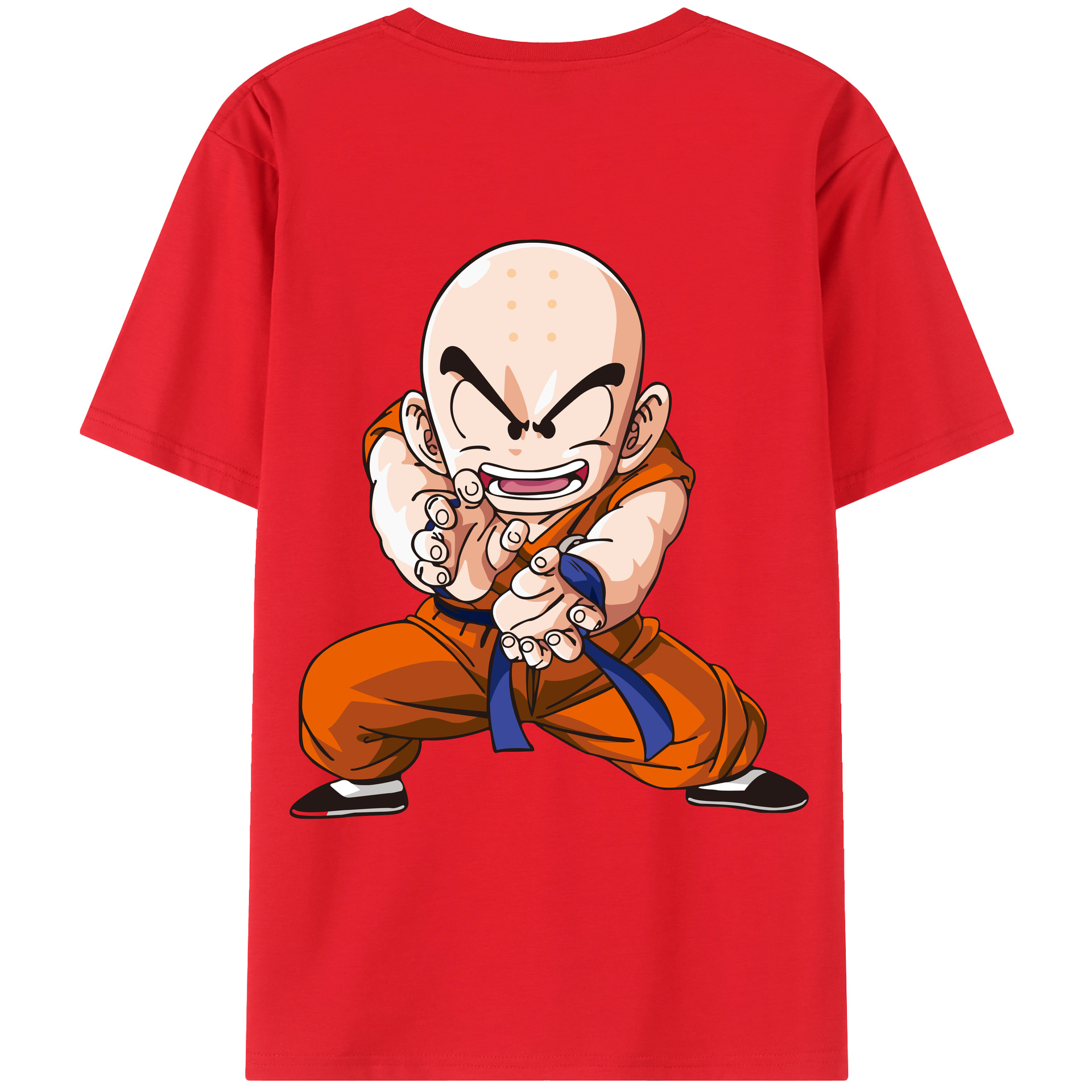 （画像用） ドラゴンボール クリリン DRAGON BALL krillin 綿100％ メンズ半袖Tシャツ（バックプリント） 通気性