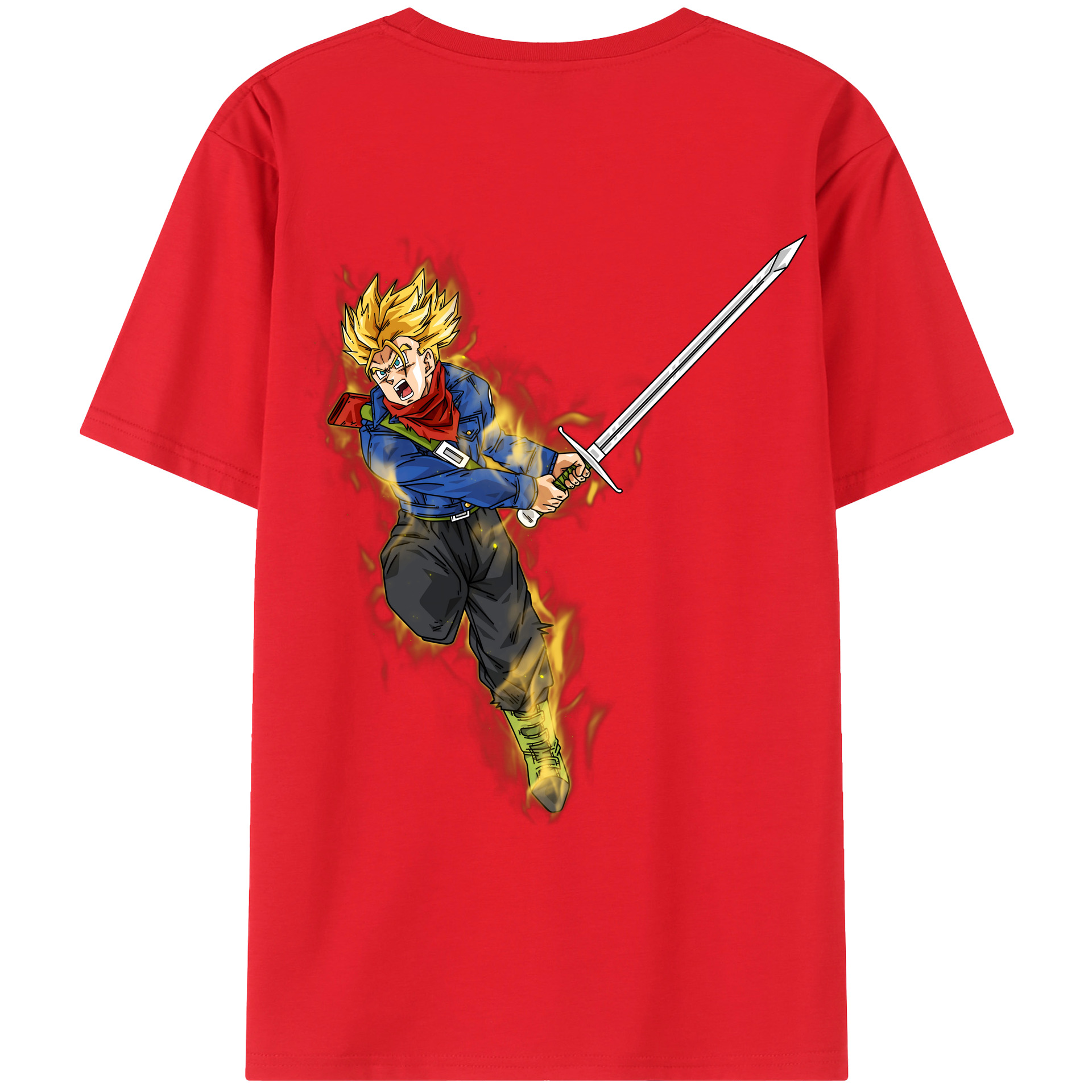 （画像用） ドラゴンボール トランクス（Torankusu）DRAGON BALL Trunks 綿100％ メンズ半袖Tシャツ（バックプリント） 通気性