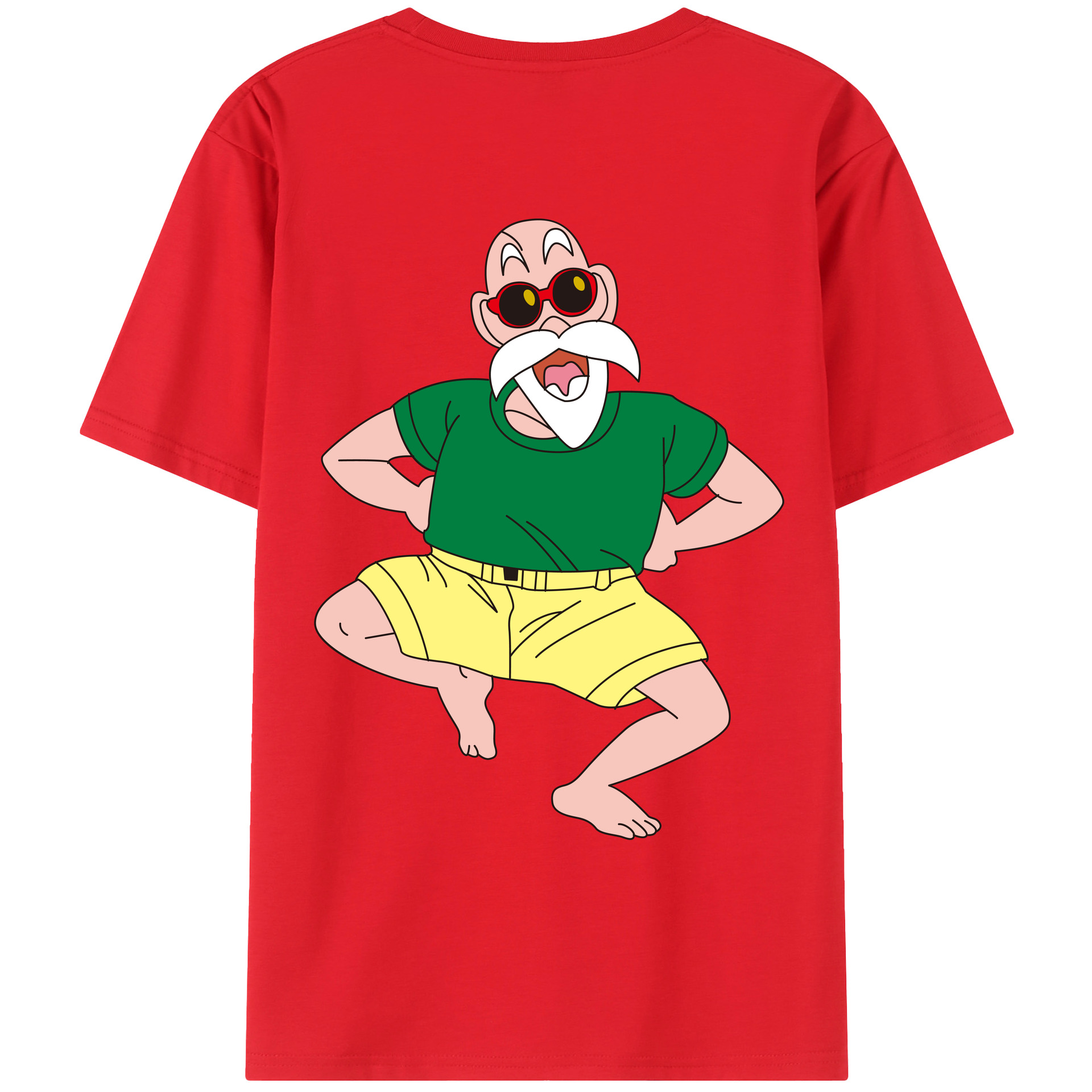（画像用） ドラゴンボール 亀仙人（かめせんにん） DRAGON BALL Master Roshi Kame Sennin 綿100％ メンズ半袖Tシャツ（バックプリント） 通気性