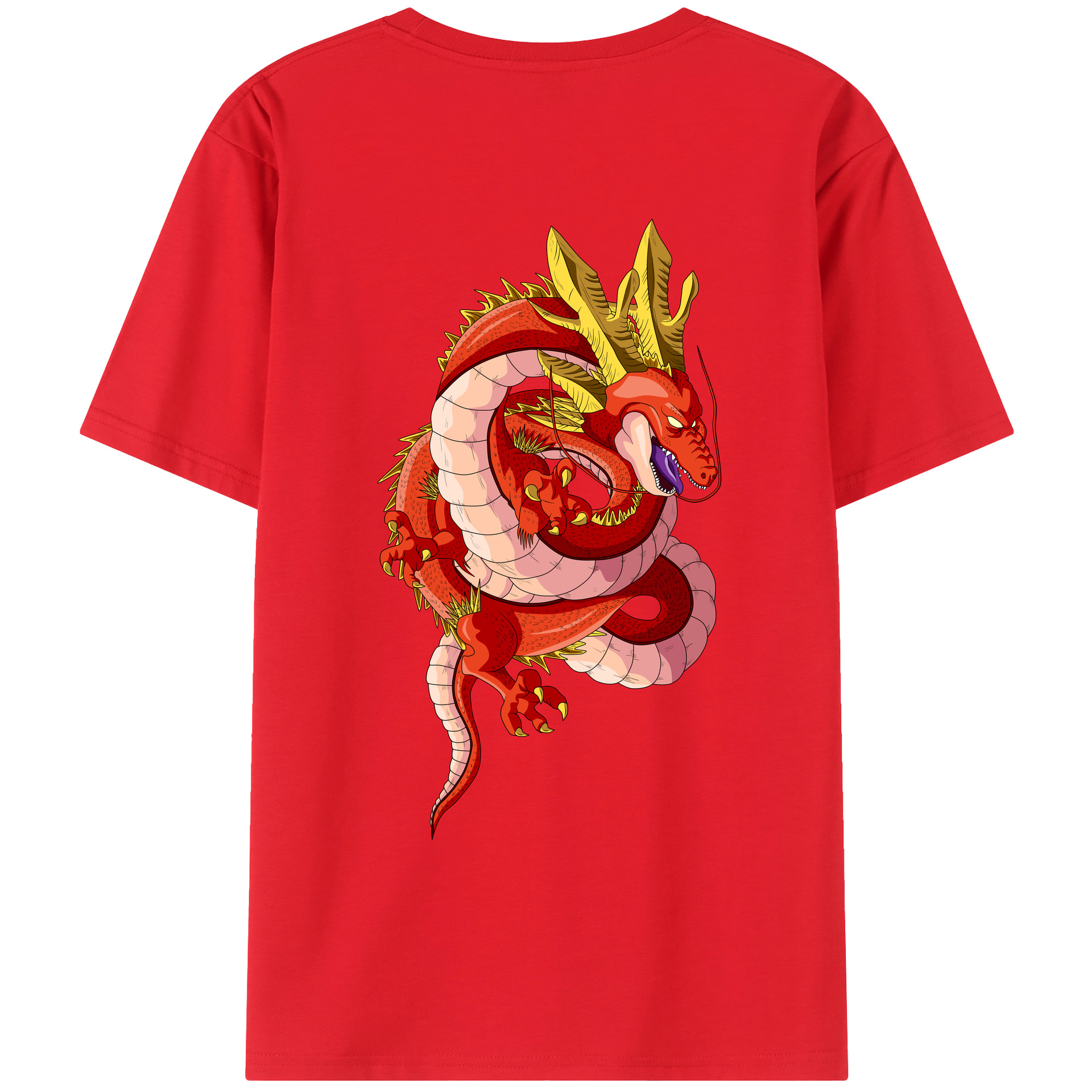 （画像用） ドラゴンボール 神龍 シェンロン DRAGON BALL Shenron 綿100％ メンズ半袖Tシャツ（バックプリント） 通気性