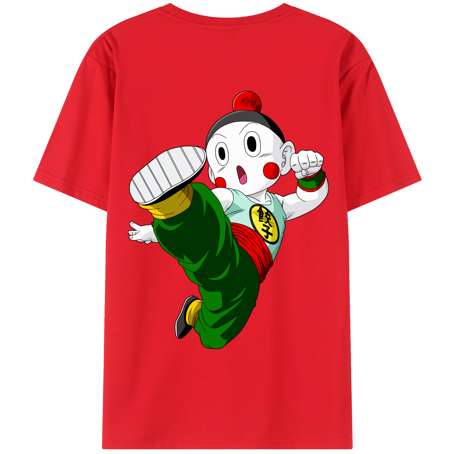 （画像用） ドラゴンボール 餃子（チャオズ）DRAGON BALL Chaoz 綿100％ メンズ半袖Tシャツ（バックプリント） 通気性