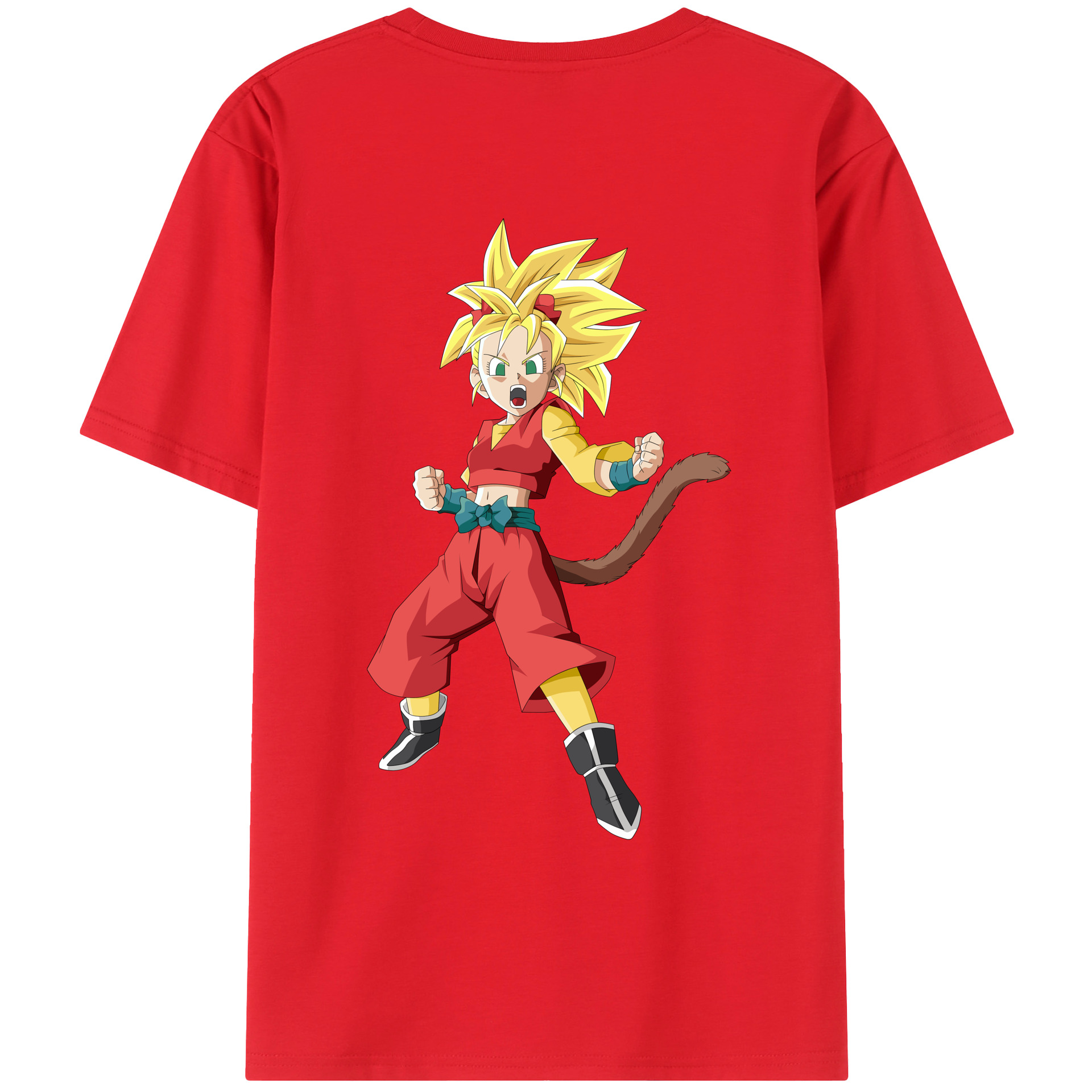 （画像用） ドラゴンボール カリフラ DRAGON BALL Caulifla 綿100％ メンズ半袖Tシャツ（バックプリント） 通気性