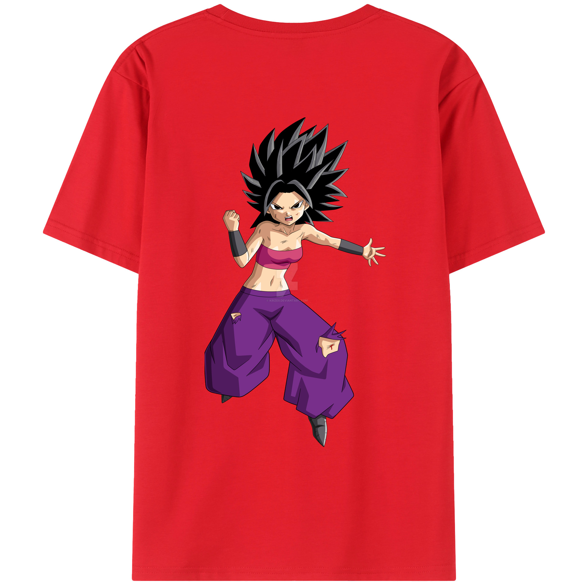 （画像用） ドラゴンボール カリフラ DRAGON BALL Caulifla 綿100％ メンズ半袖Tシャツ（バックプリント） 通気性