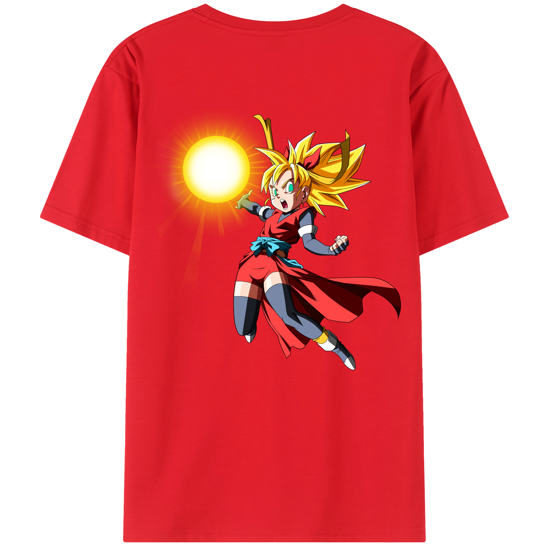 （画像用） ドラゴンボール カリフラ DRAGON BALL Caulifla 綿100％ メンズ半袖Tシャツ（バックプリント） 通気性