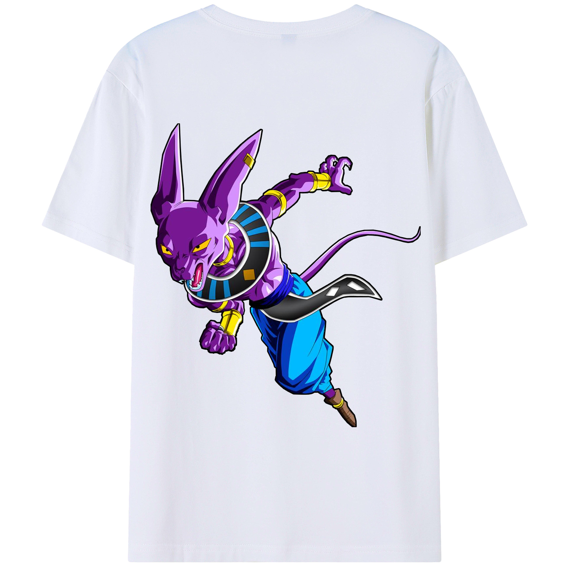 （画像用） ドラゴンボール ビルス 破壊神ビルス DRAGON BALL Beerus Birusu 綿100％ メンズ半袖Tシャツ（バックプリント） 通気性
