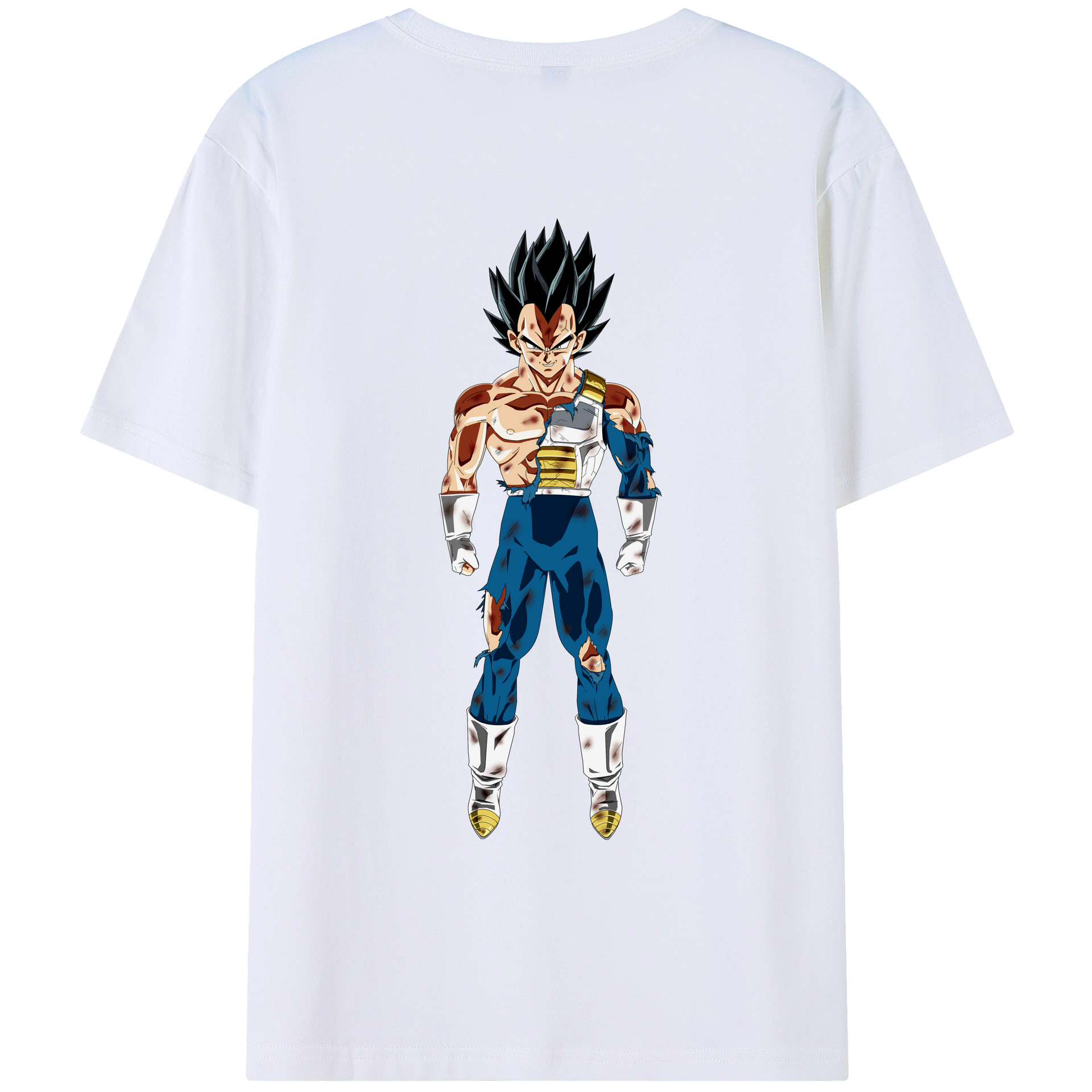（画像用） ドラゴンボール ベジータ四世（Bejīta Yonsei）DRAGON BALL Vegeta IV 綿100％ メンズ半袖Tシャツ（バックプリント） 通気性