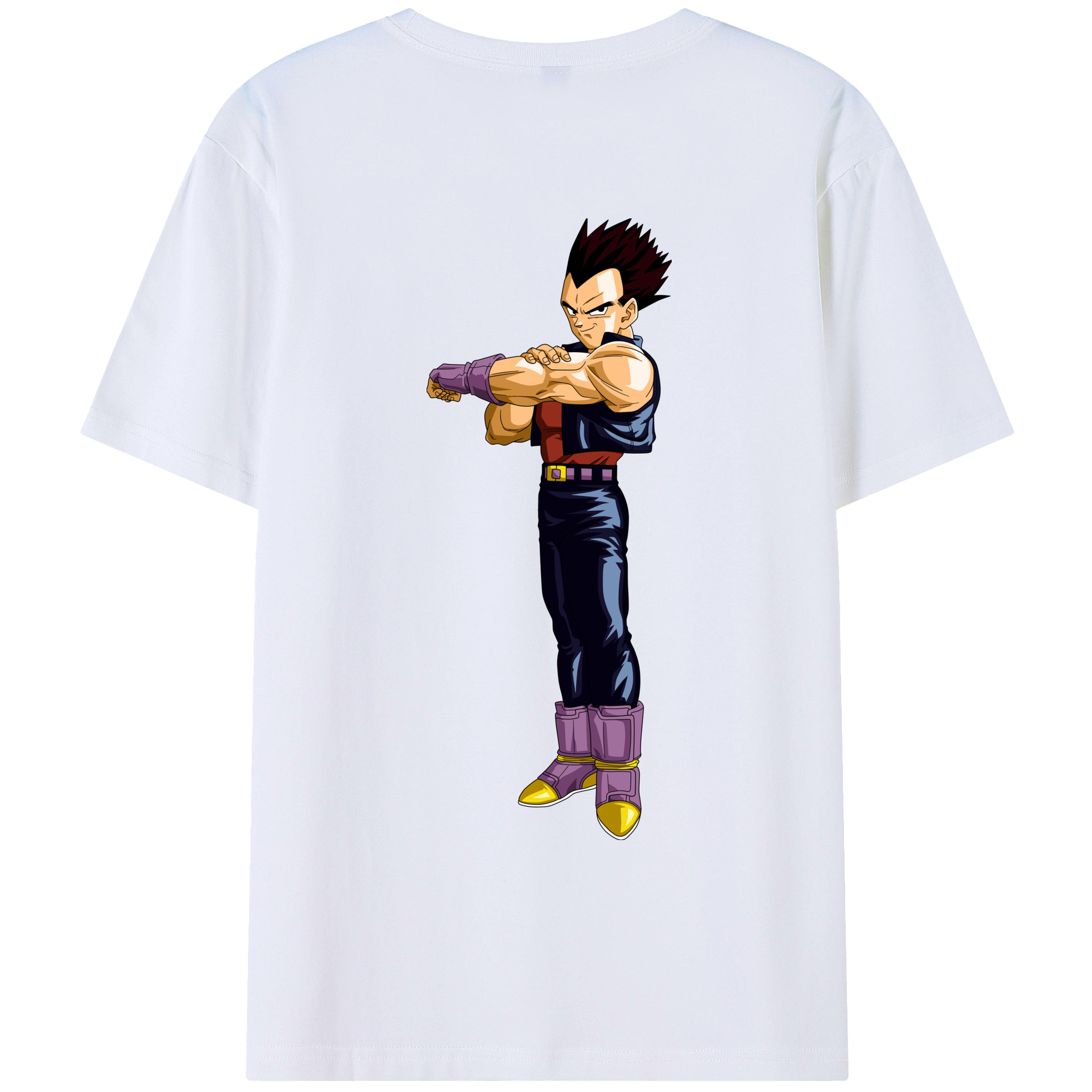 （画像用） ドラゴンボール ベジータ四世（Bejīta Yonsei）DRAGON BALL Vegeta IV 綿100％ メンズ半袖Tシャツ（バックプリント） 通気性
