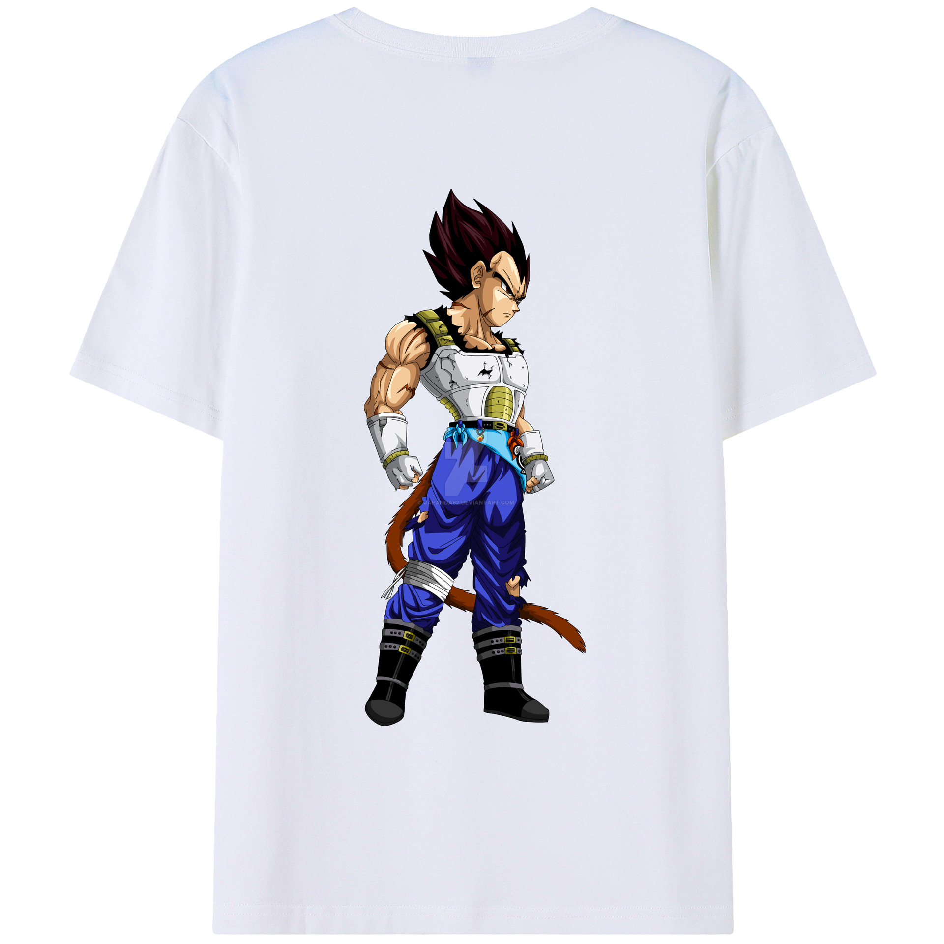（画像用） ドラゴンボール ベジータ四世（Bejīta Yonsei）DRAGON BALL Vegeta IV 綿100％ メンズ半袖Tシャツ（バックプリント） 通気性