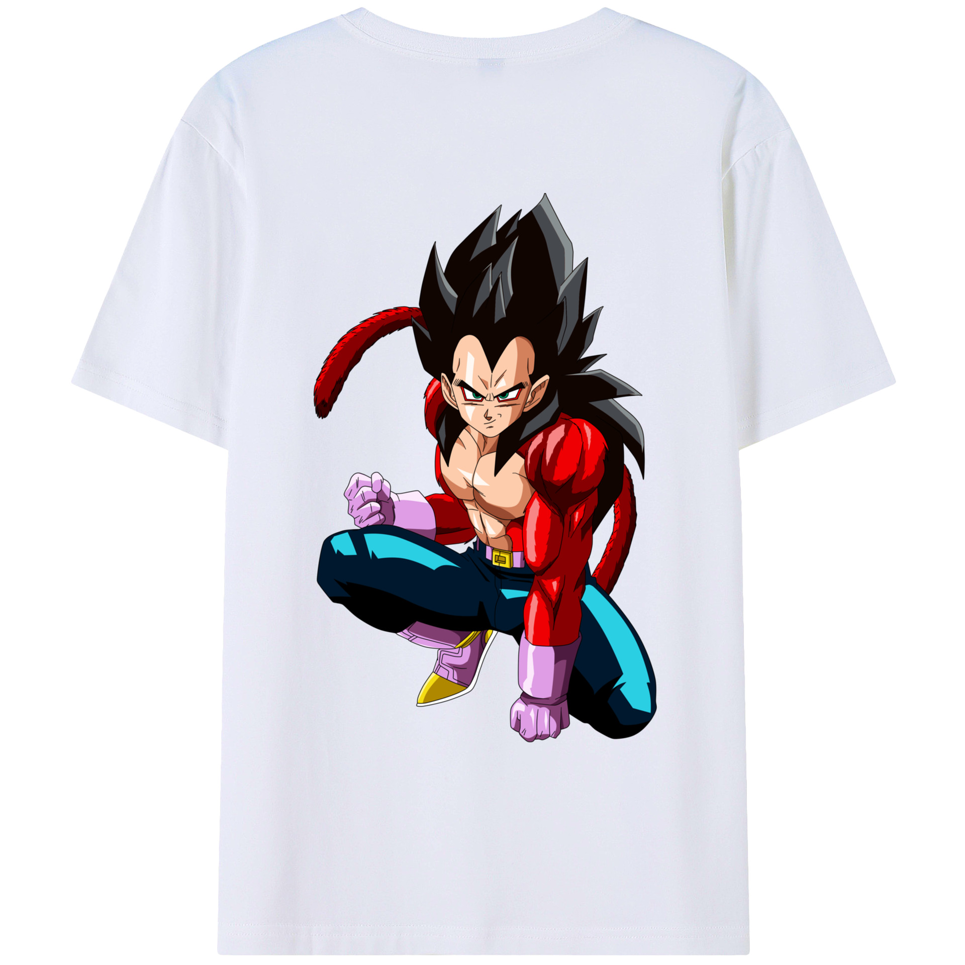 （画像用） ドラゴンボール ベジータ四世（Bejīta Yonsei）DRAGON BALL Vegeta IV 綿100％ メンズ半袖Tシャツ（バックプリント） 通気性