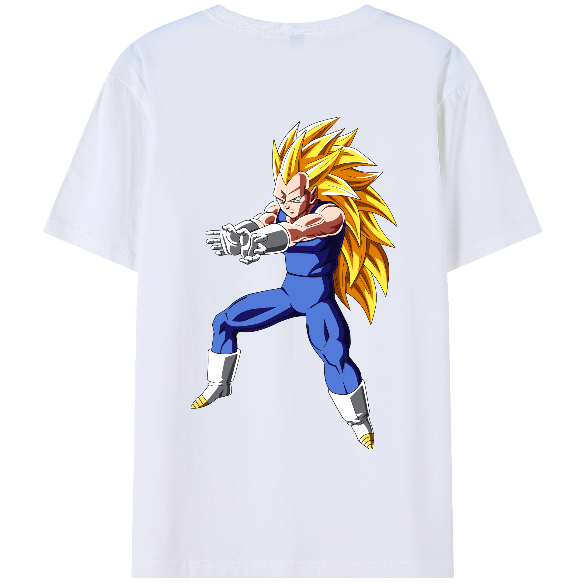 （画像用） ドラゴンボール ベジータ四世（Bejīta Yonsei）DRAGON BALL Vegeta IV 綿100％ メンズ半袖Tシャツ（バックプリント） 通気性