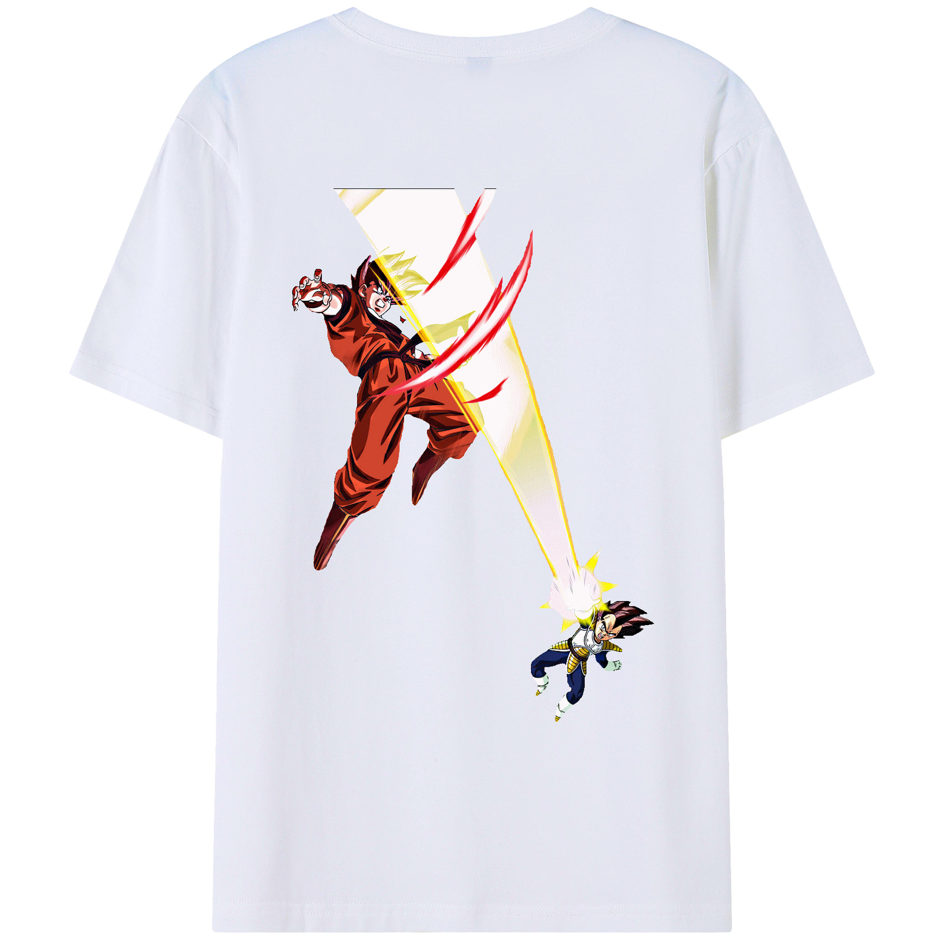 （画像用） ドラゴンボール ベジータ四世（Bejīta Yonsei）DRAGON BALL Vegeta IV 綿100％ メンズ半袖Tシャツ（バックプリント） 通気性