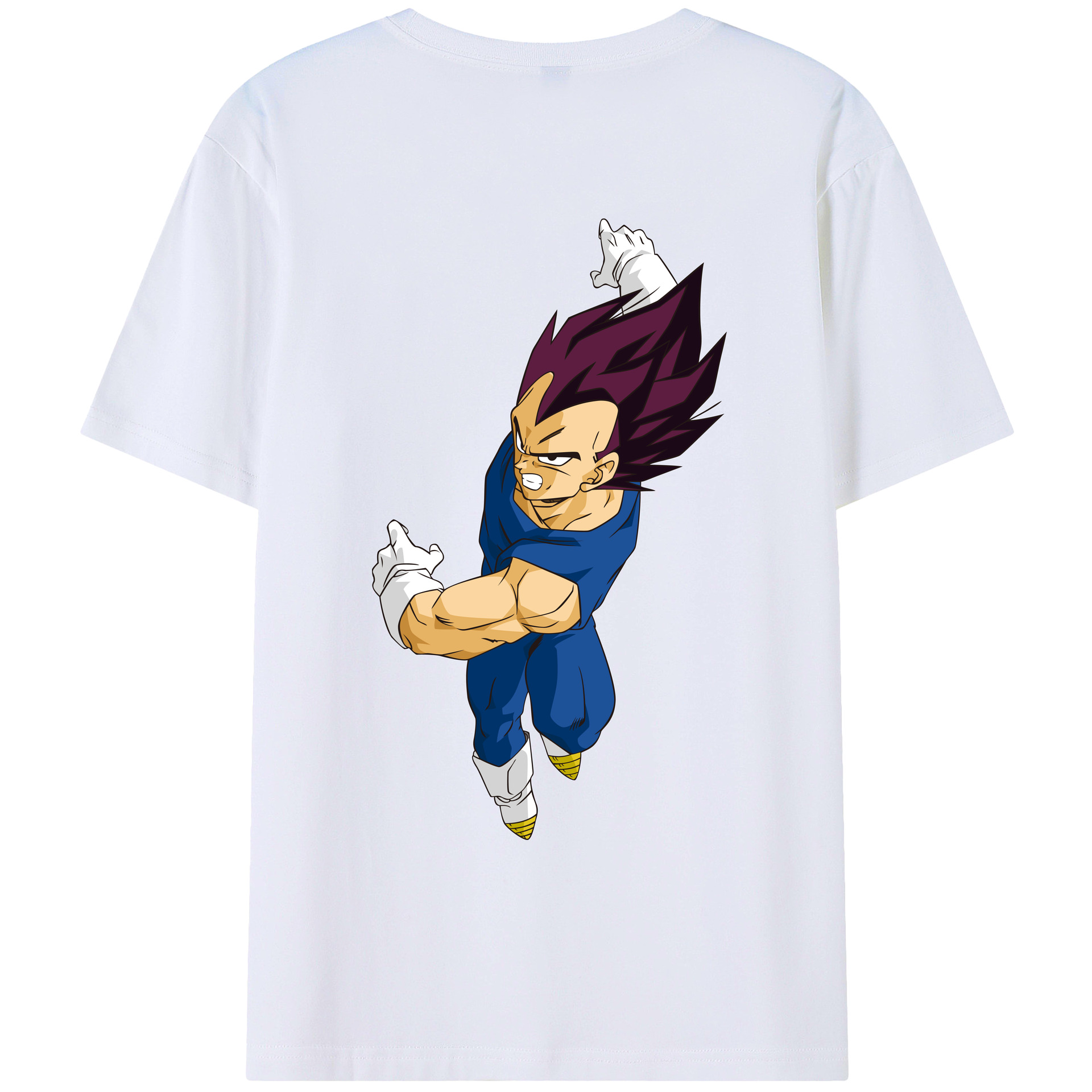 （画像用） ドラゴンボール ベジータ四世（Bejīta Yonsei）DRAGON BALL Vegeta IV 綿100％ メンズ半袖Tシャツ（バックプリント） 通気性
