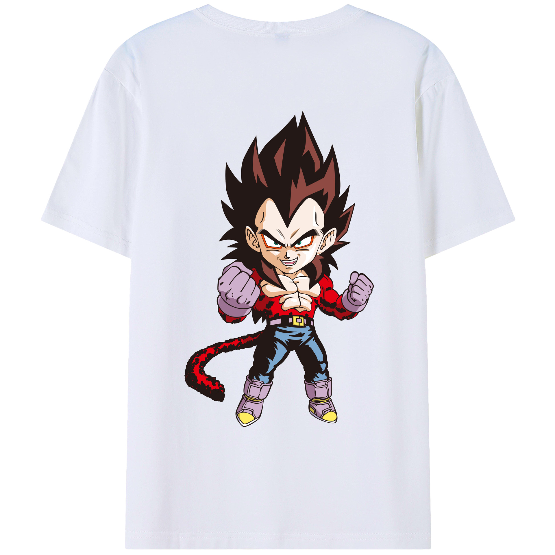 （画像用） ドラゴンボール ベジータ四世（Bejīta Yonsei）DRAGON BALL Vegeta IV 綿100％ メンズ半袖Tシャツ（バックプリント） 通気性