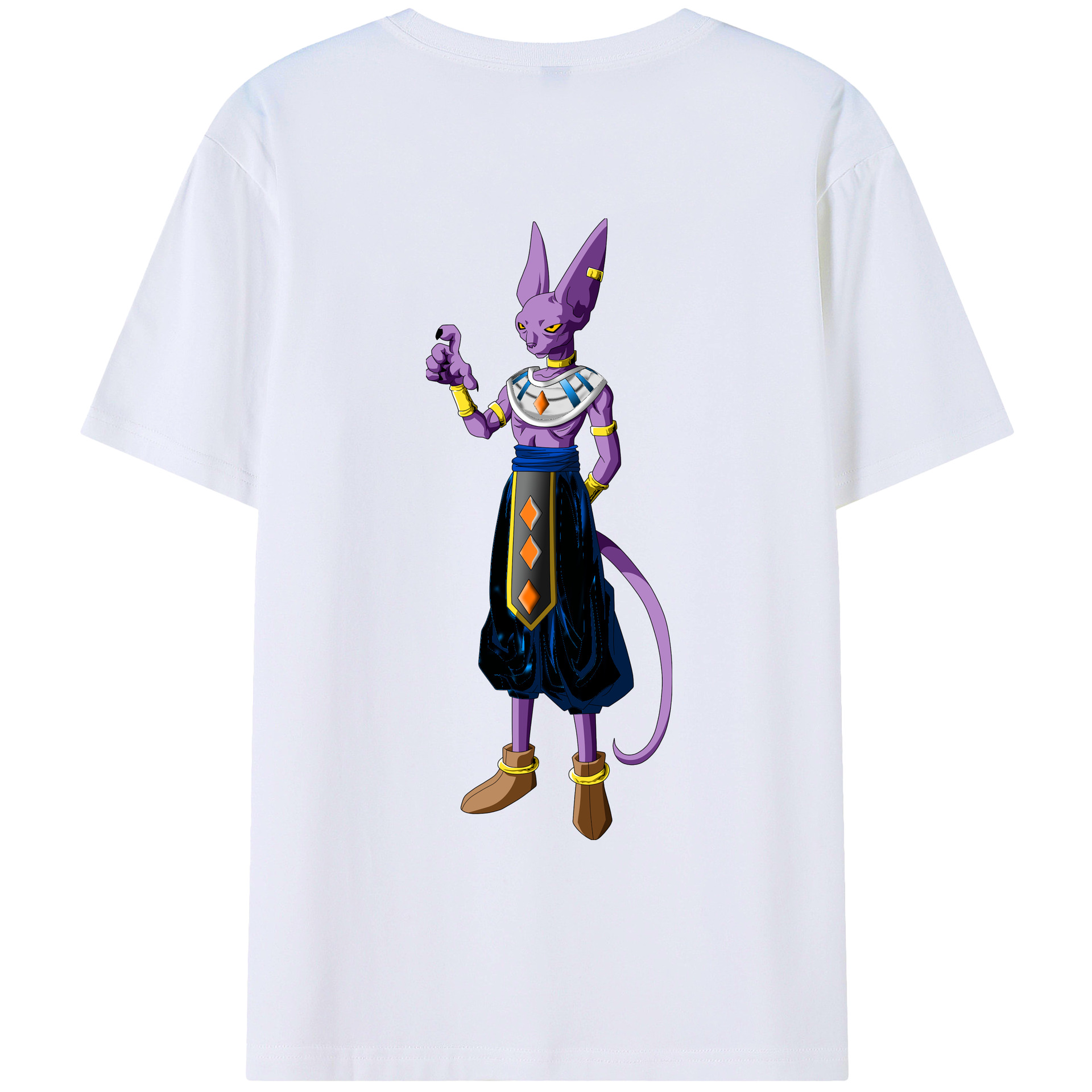 （画像用） ドラゴンボール ビルス 破壊神ビルス DRAGON BALL Beerus Birusu 綿100％ メンズ半袖Tシャツ（バックプリント） 通気性