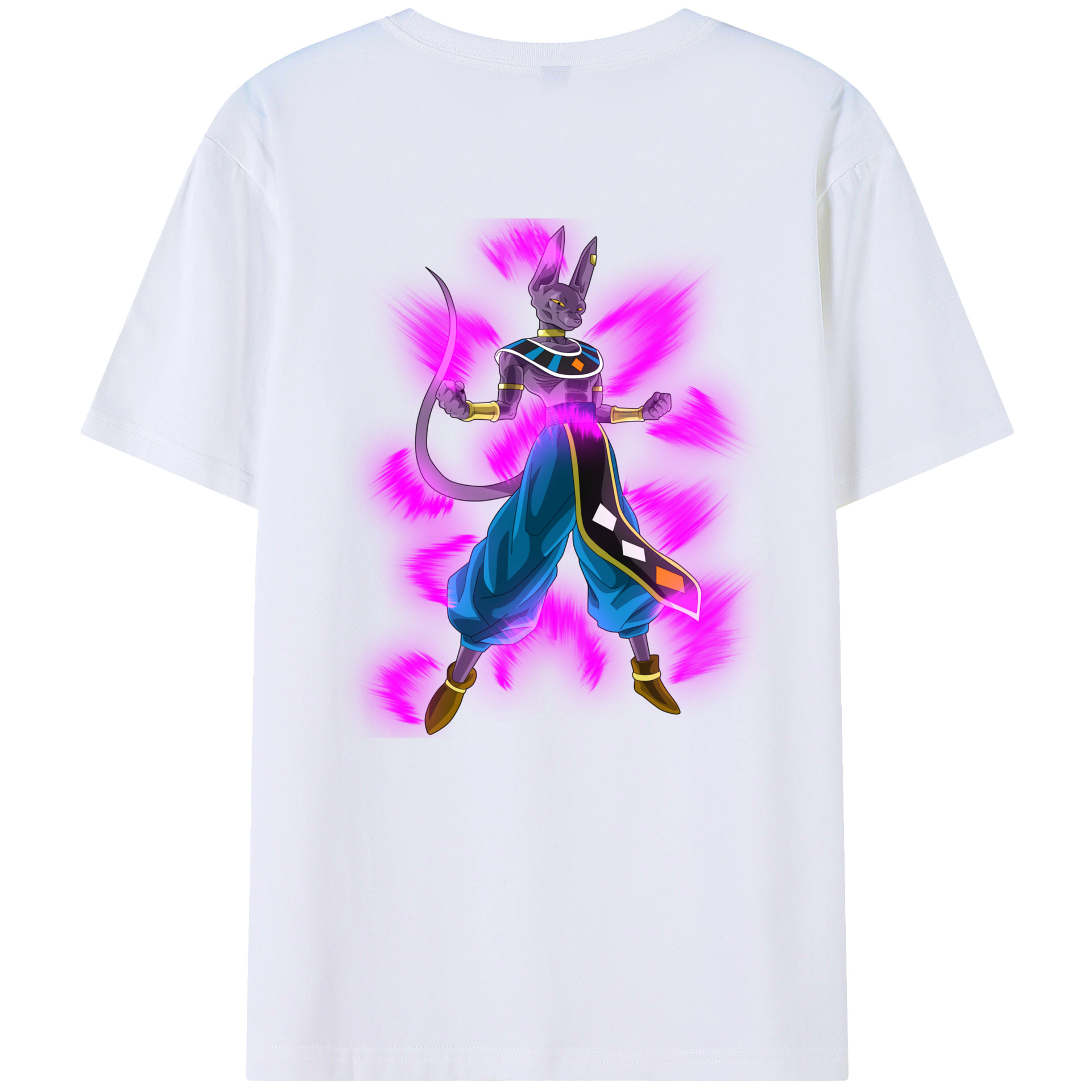 （画像用） ドラゴンボール ビルス 破壊神ビルス DRAGON BALL Beerus Birusu 綿100％ メンズ半袖Tシャツ（バックプリント） 通気性